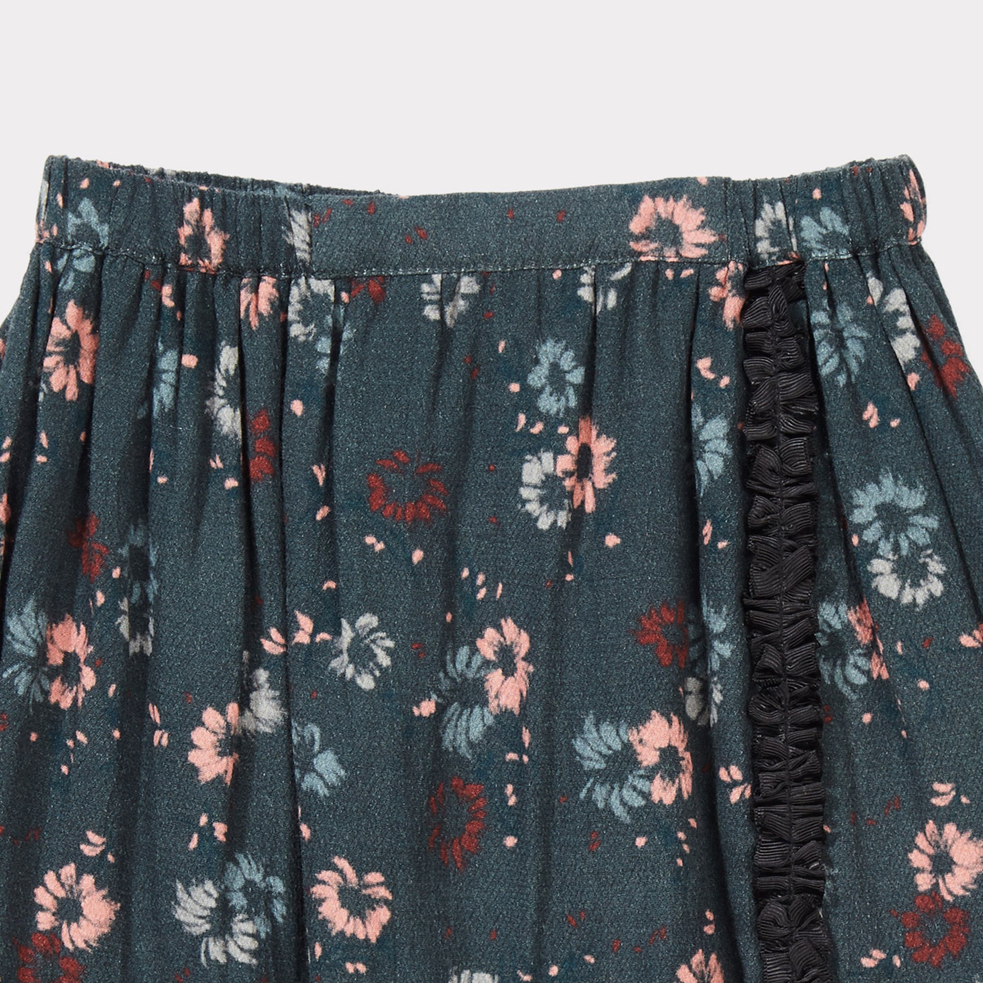 Girls Dark Teal Painted Flower Skirt