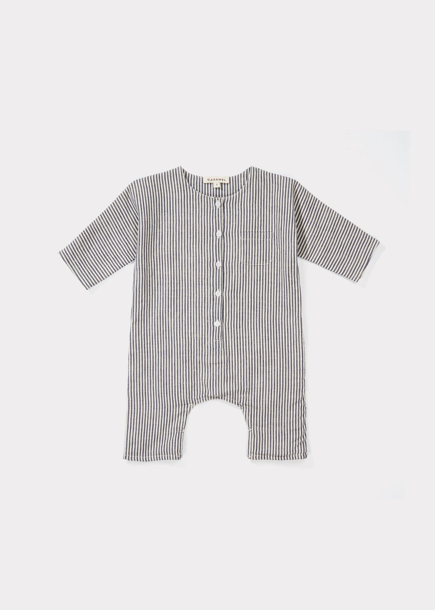 Baby Blue Stripes Cotton Romper