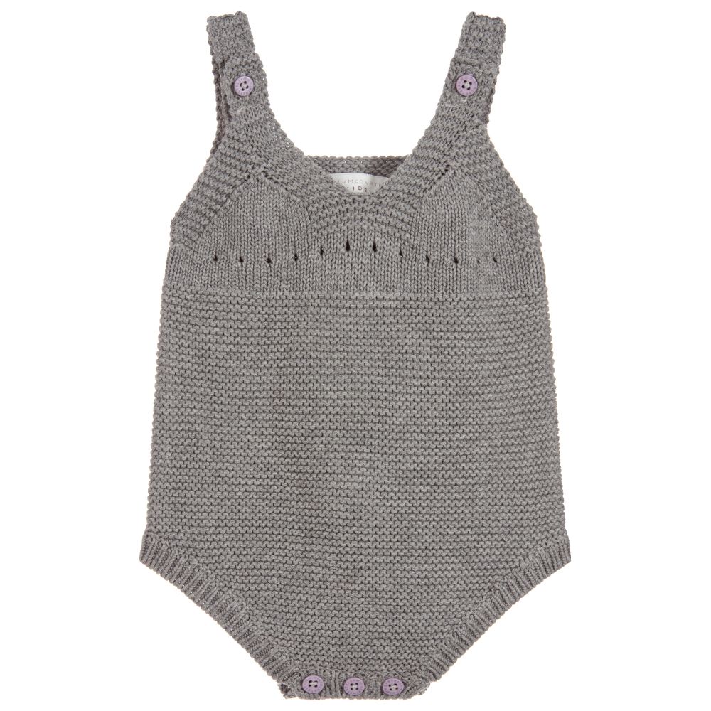 Baby Grey Cotton Bunny Jumpsuit