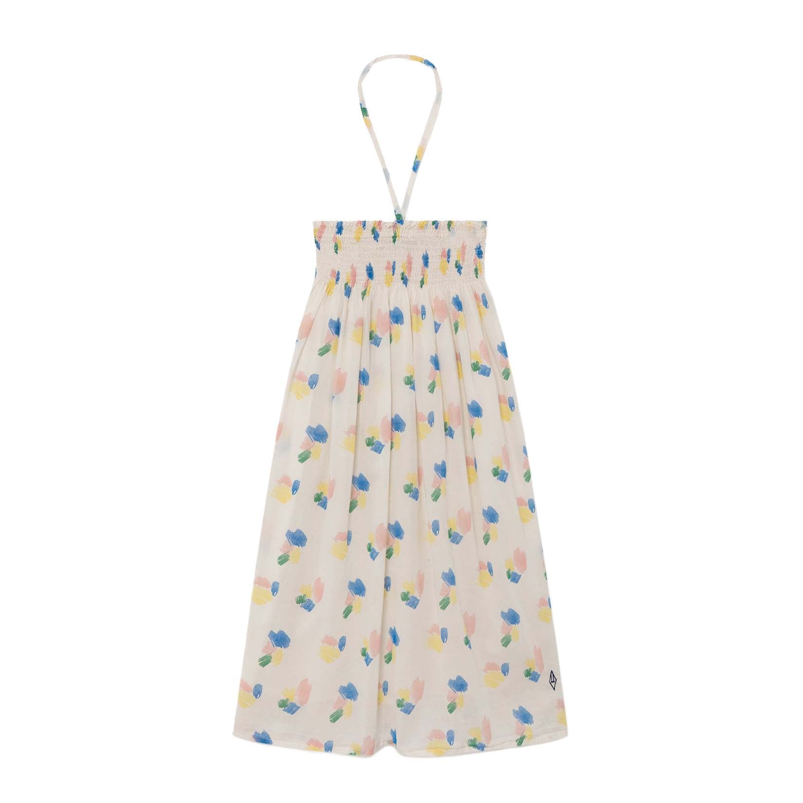 Girls White Painted Cotton Dress