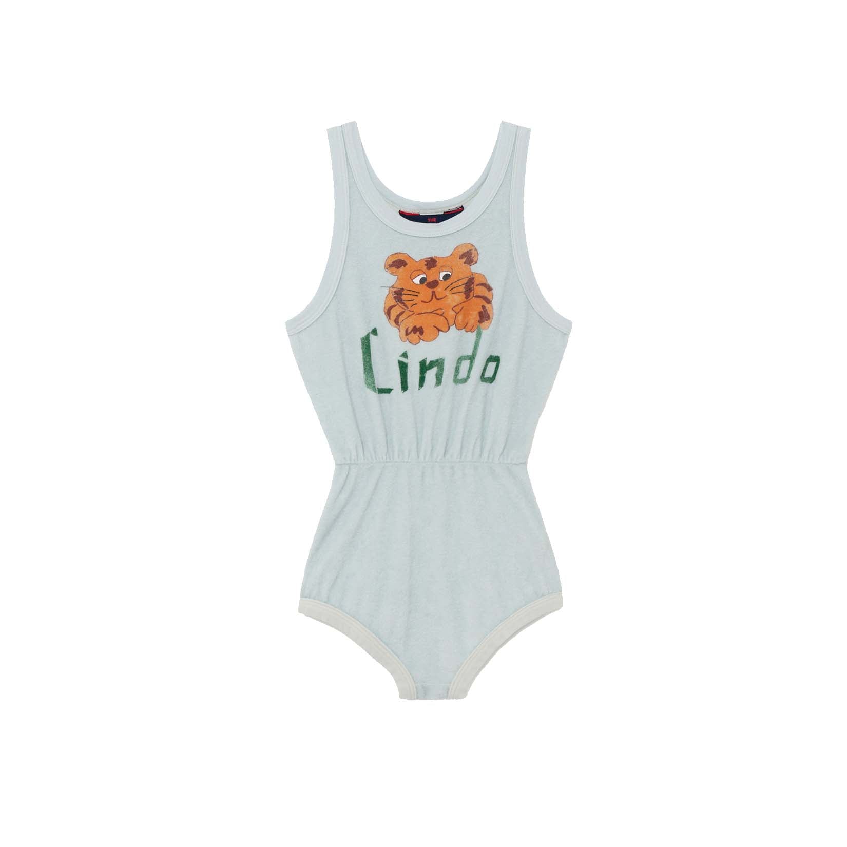 Girls Blue Painted Cotton Jumpsuit