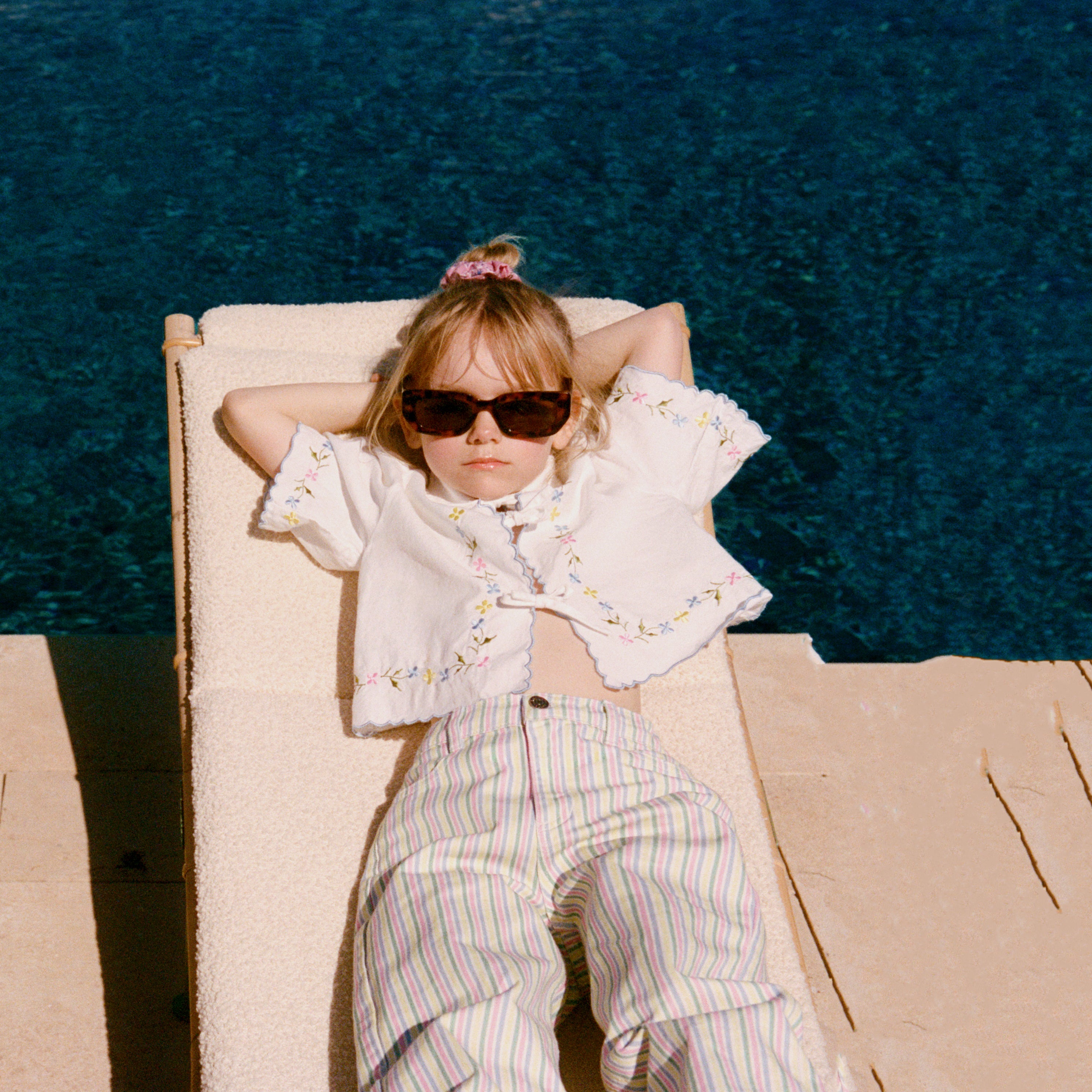 Girls White Embroidered Cotton Shirt