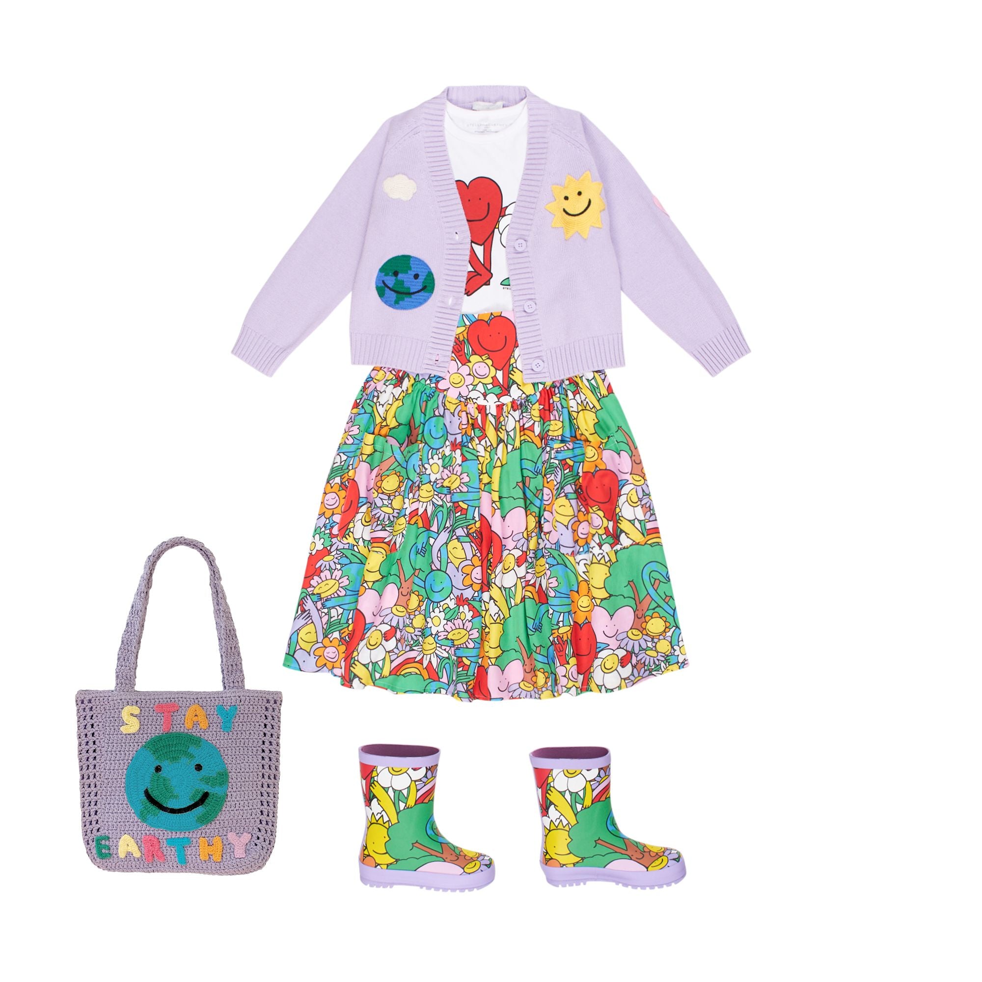 Girls Multicolor Sunflower Skirt