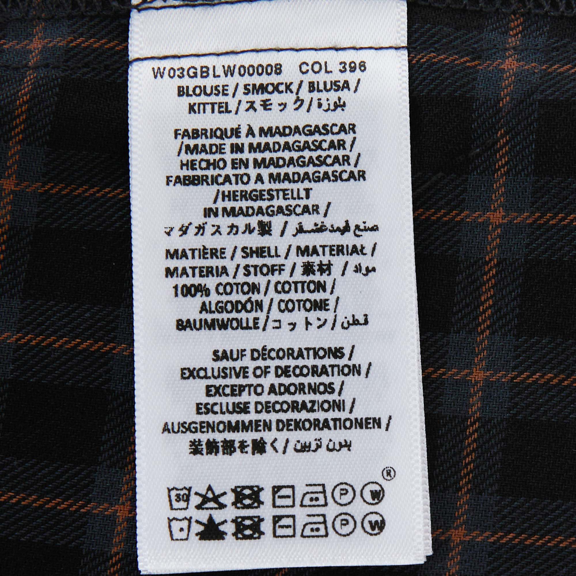 Girls Dark Grey Check Cotton Top