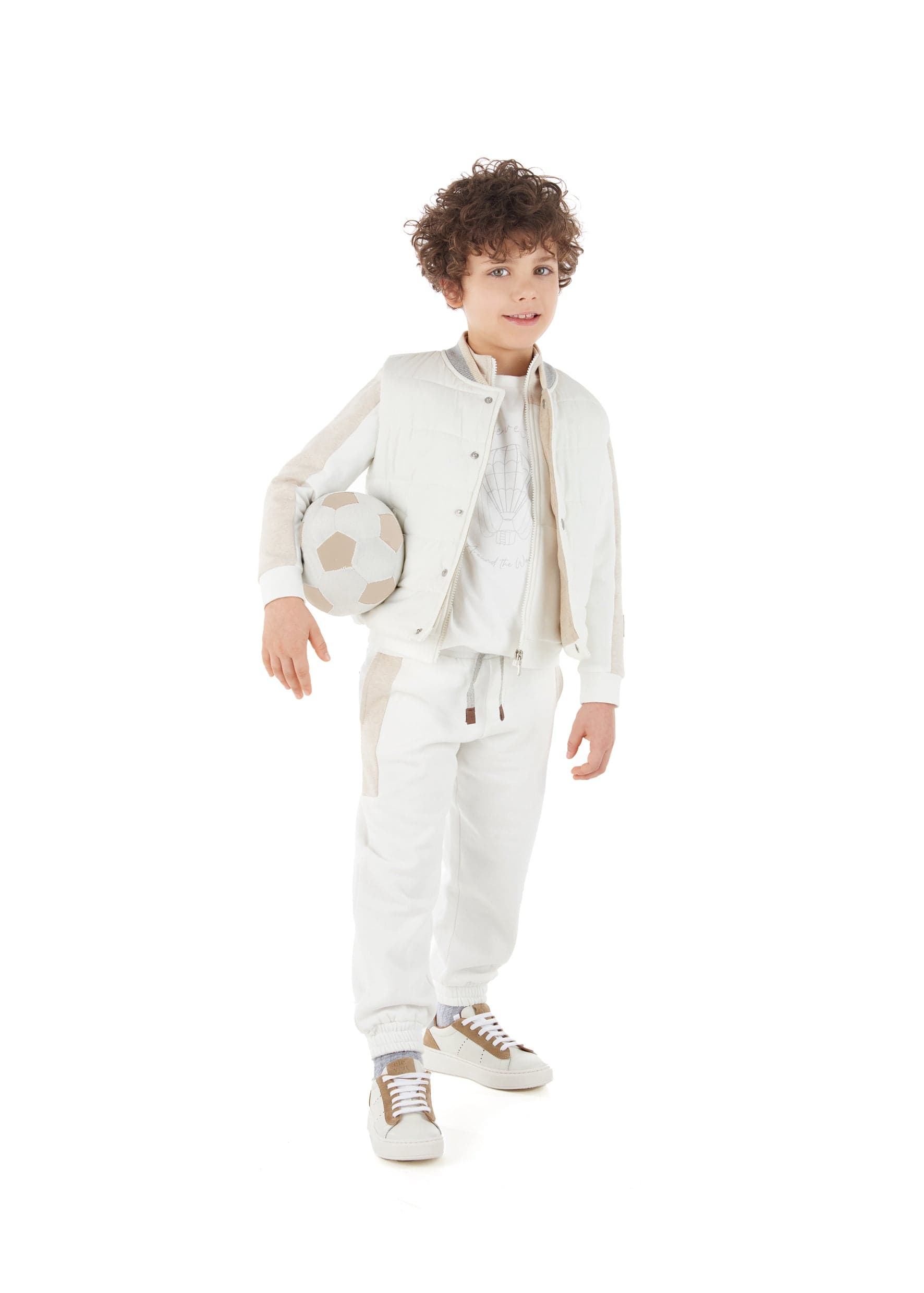 Eleventy Boys Logo Joggers in Ivory