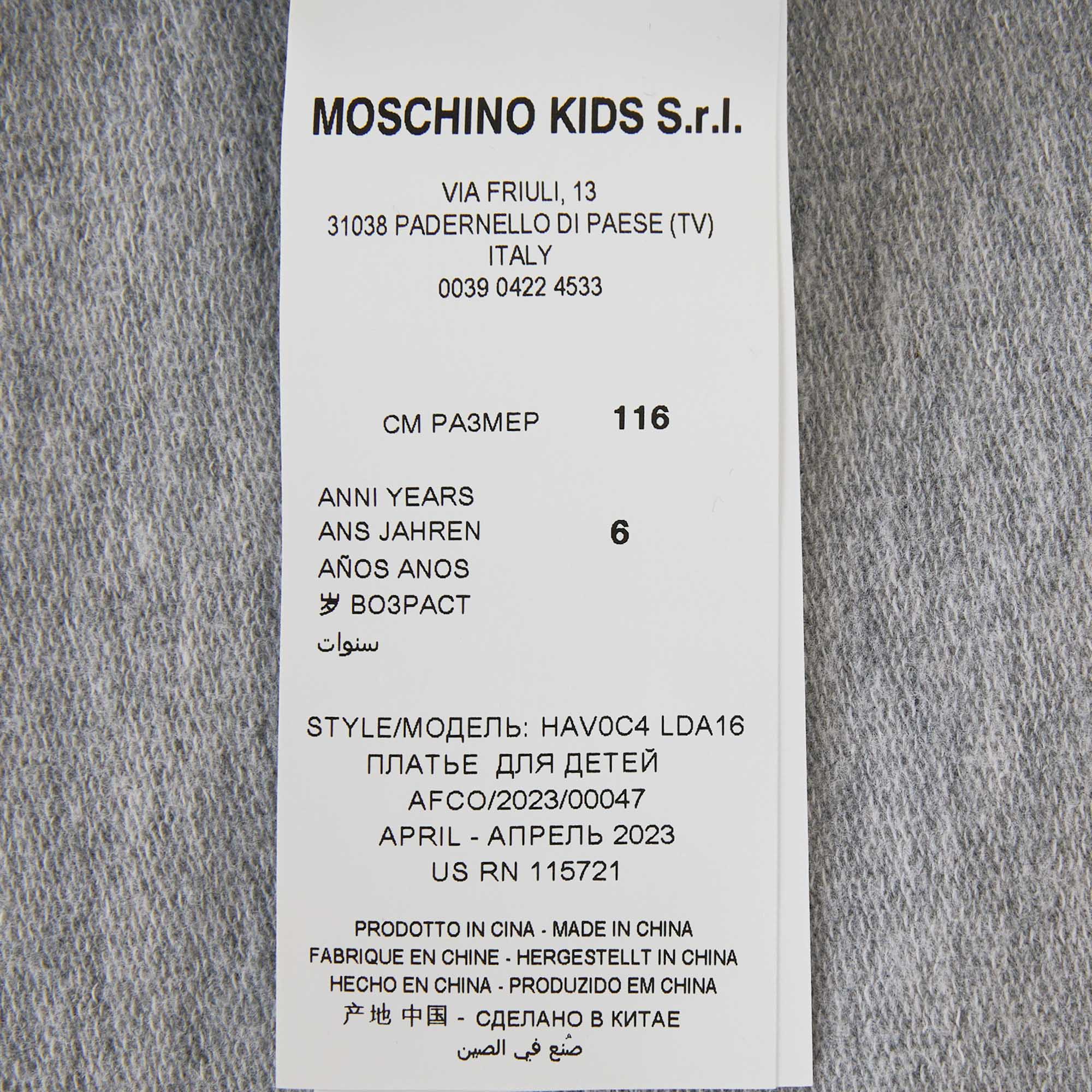 Girls Grey Printed Cotton Dress