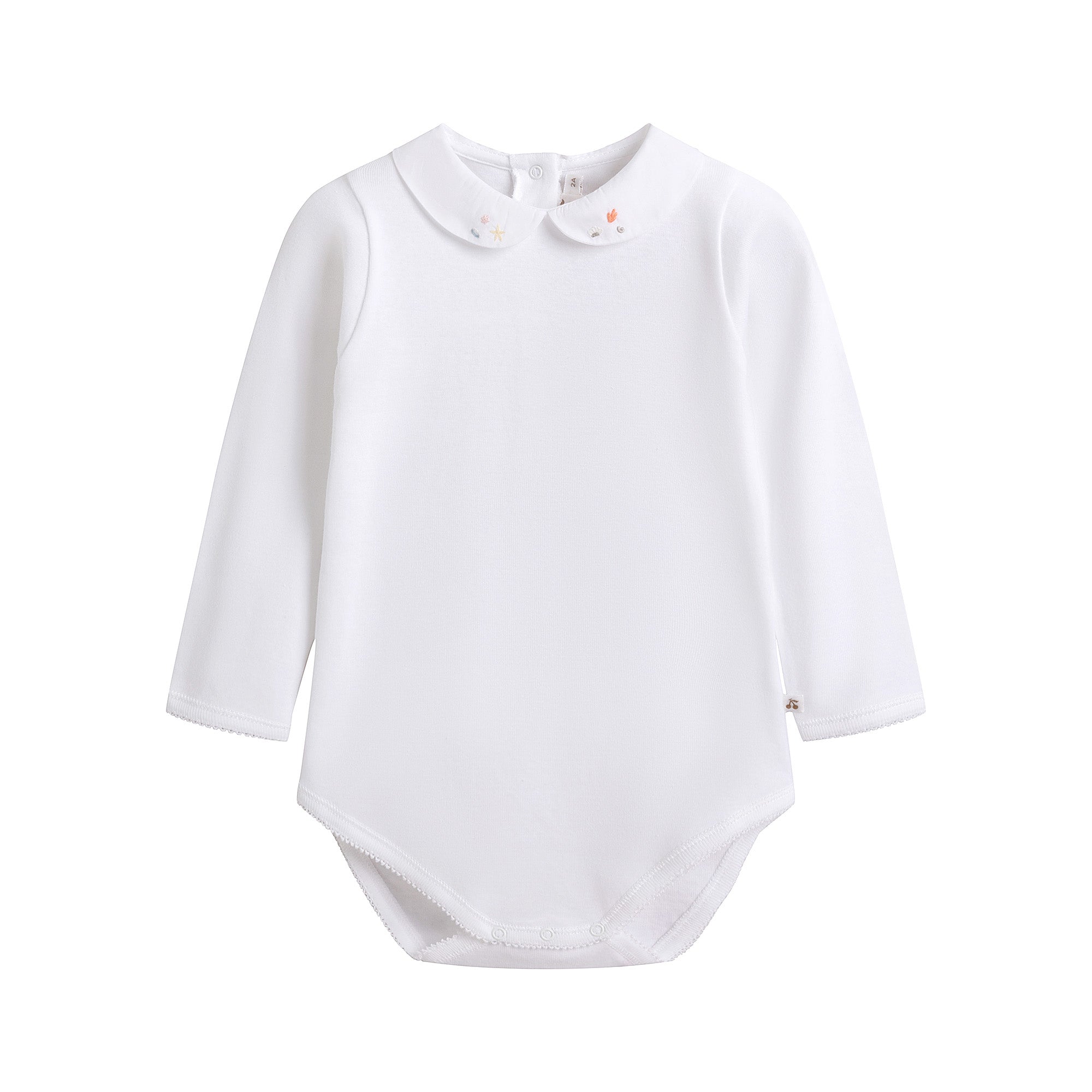 Baby Girls White Cotton Babysuit