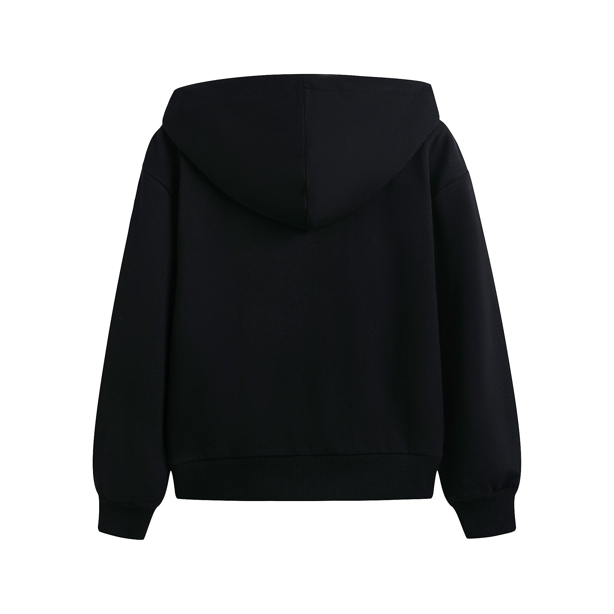 Boys & Girls Black Cotton Zip-Up Top