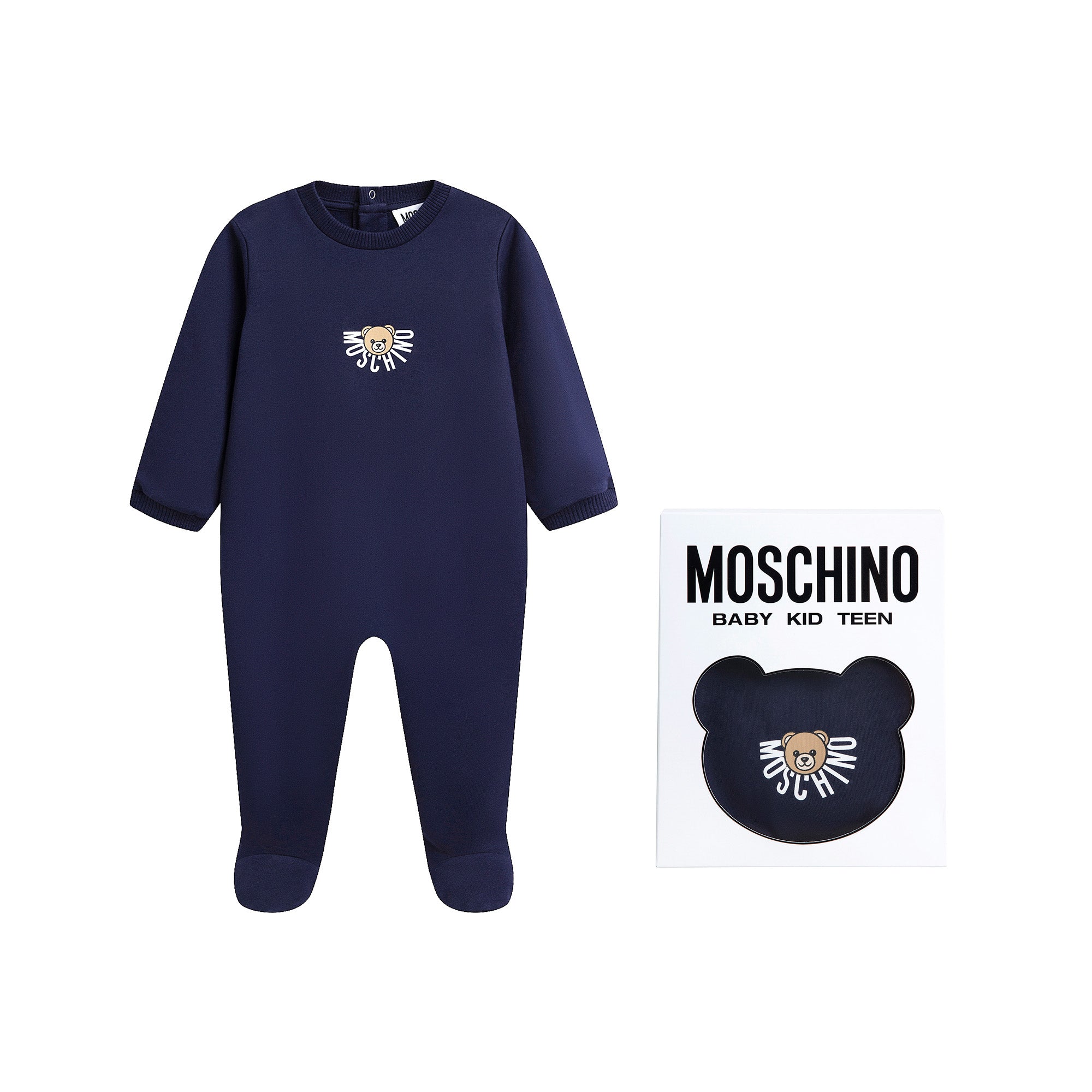 Baby Boys & Girls Navy Bear Printed Cotton Babysuit Gift