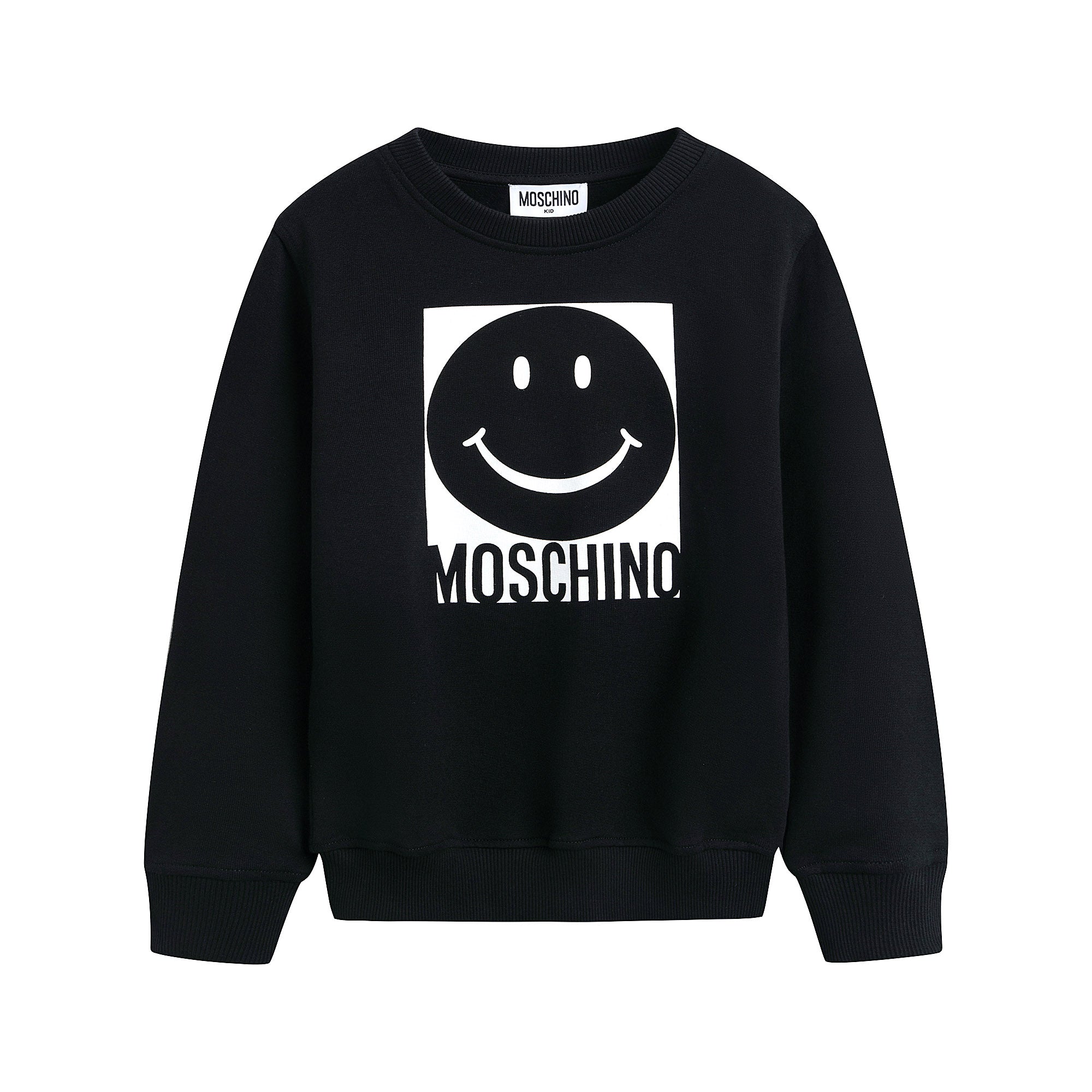 Boys & Girls Black Logo Cotton Sweatshirt