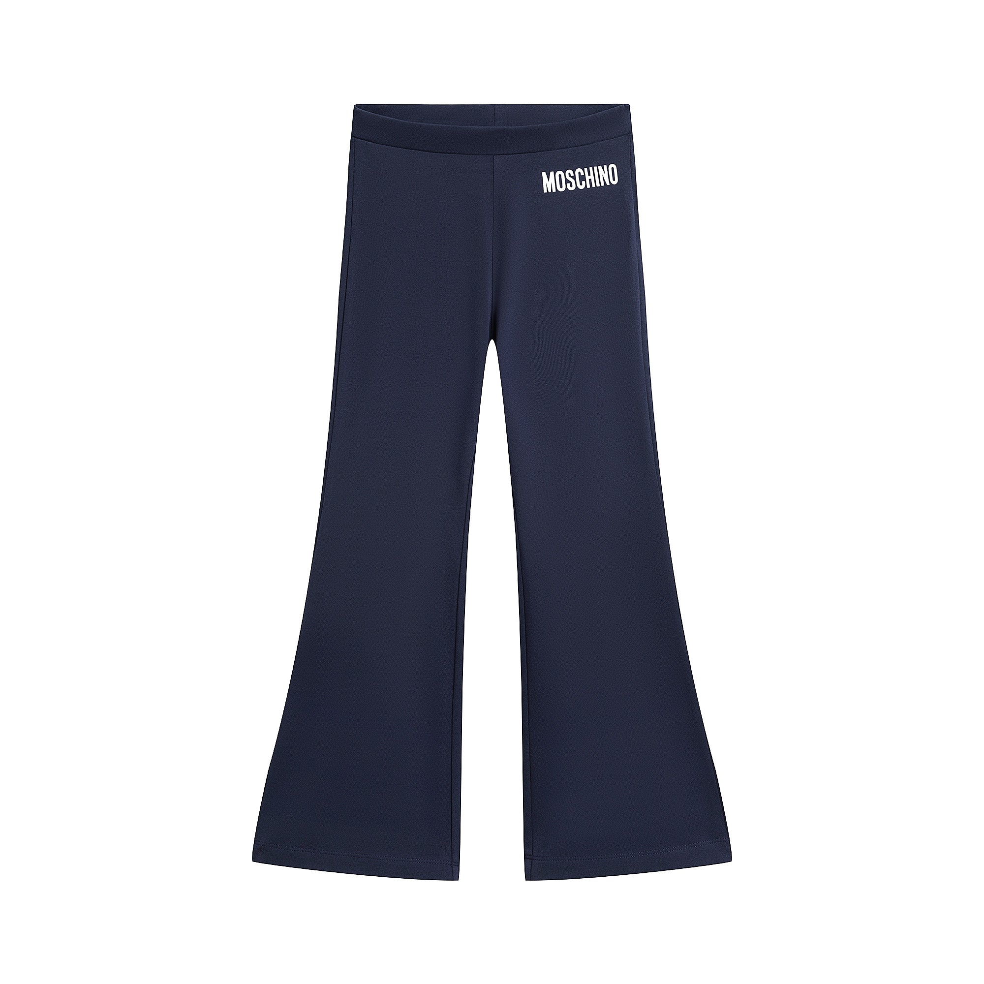 Girls Navy Logo Cotton Flares Trousers
