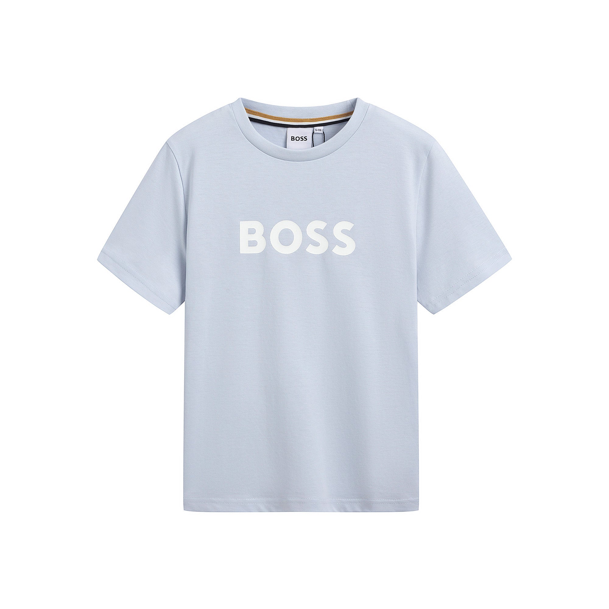 Boys Light Blue Logo Cotton T-Shirt