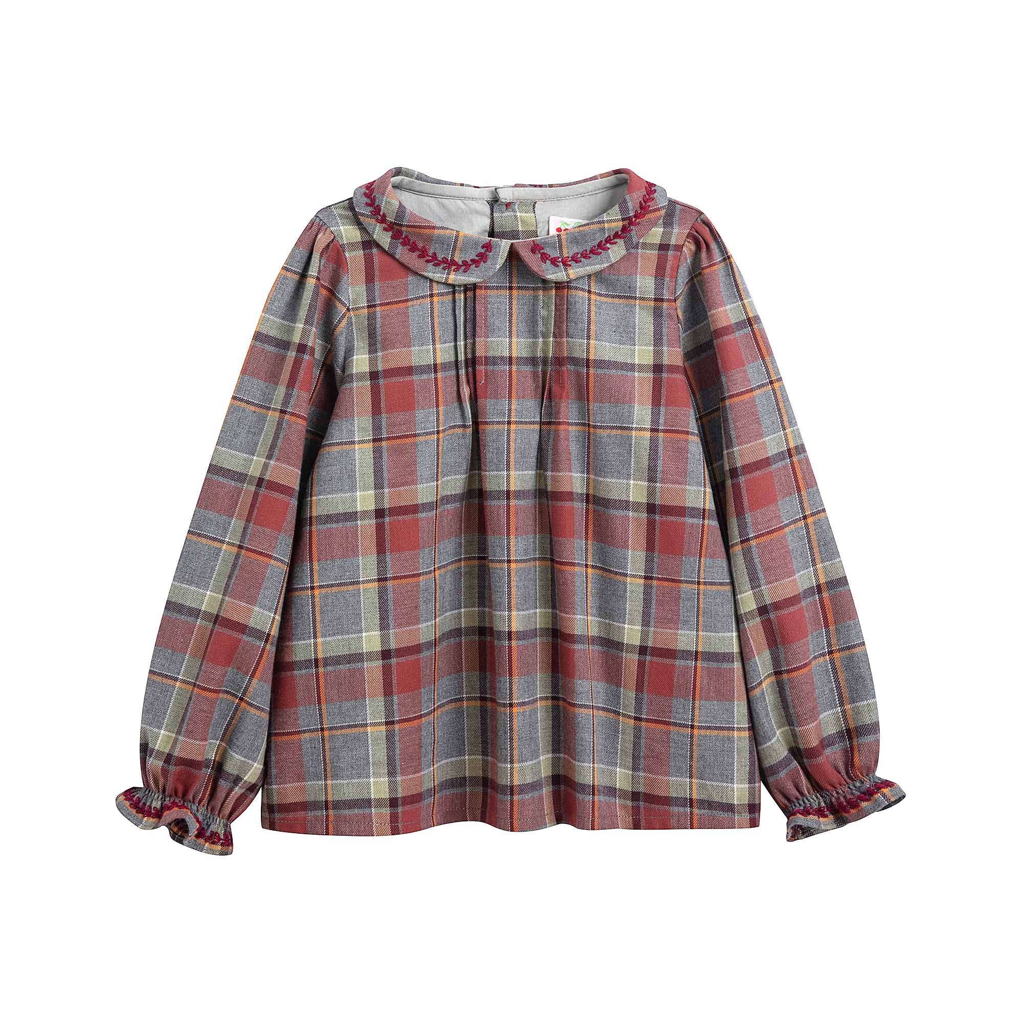Baby Girls Wine Red Check Cotton Blouse