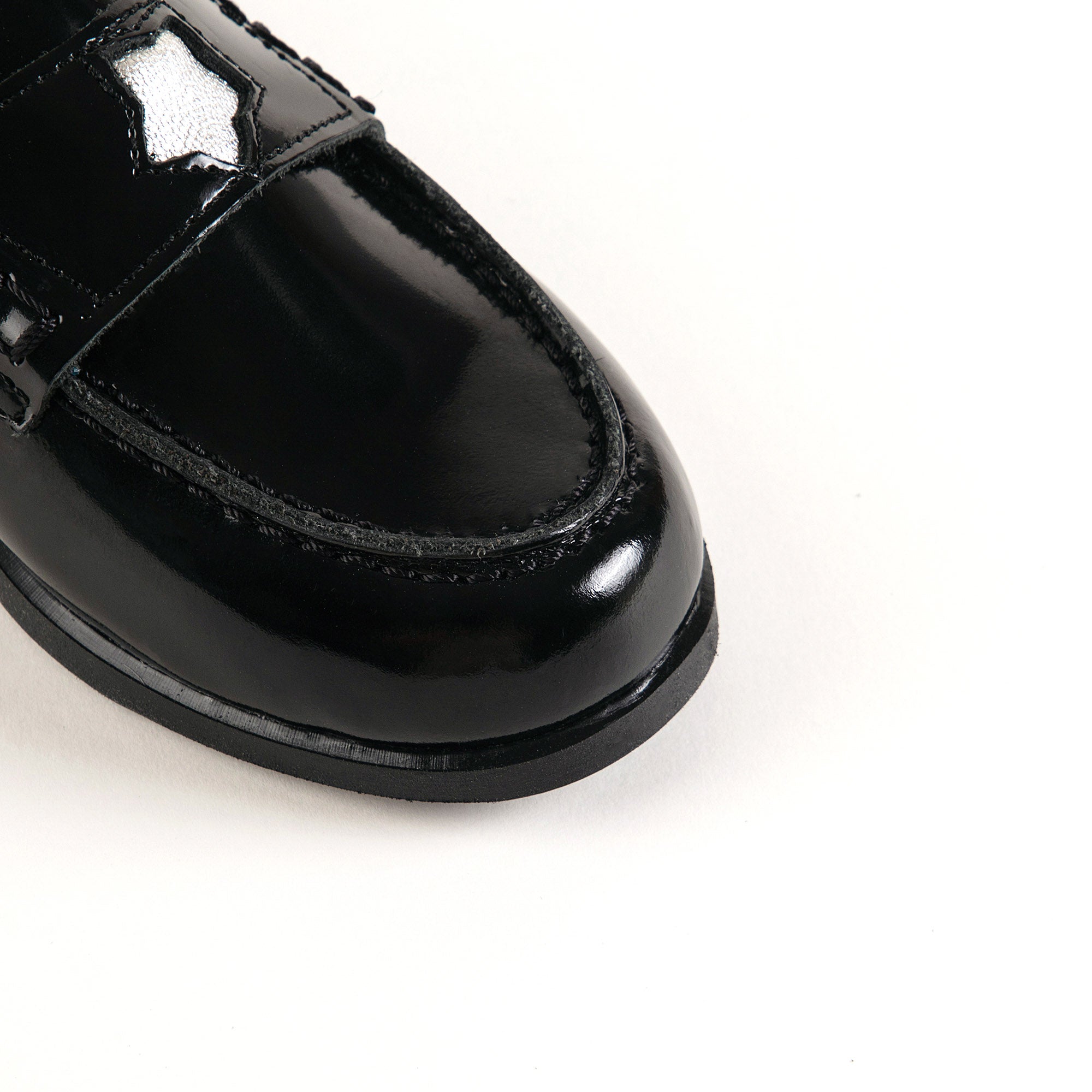 Girls Black Star Loafer Shoes