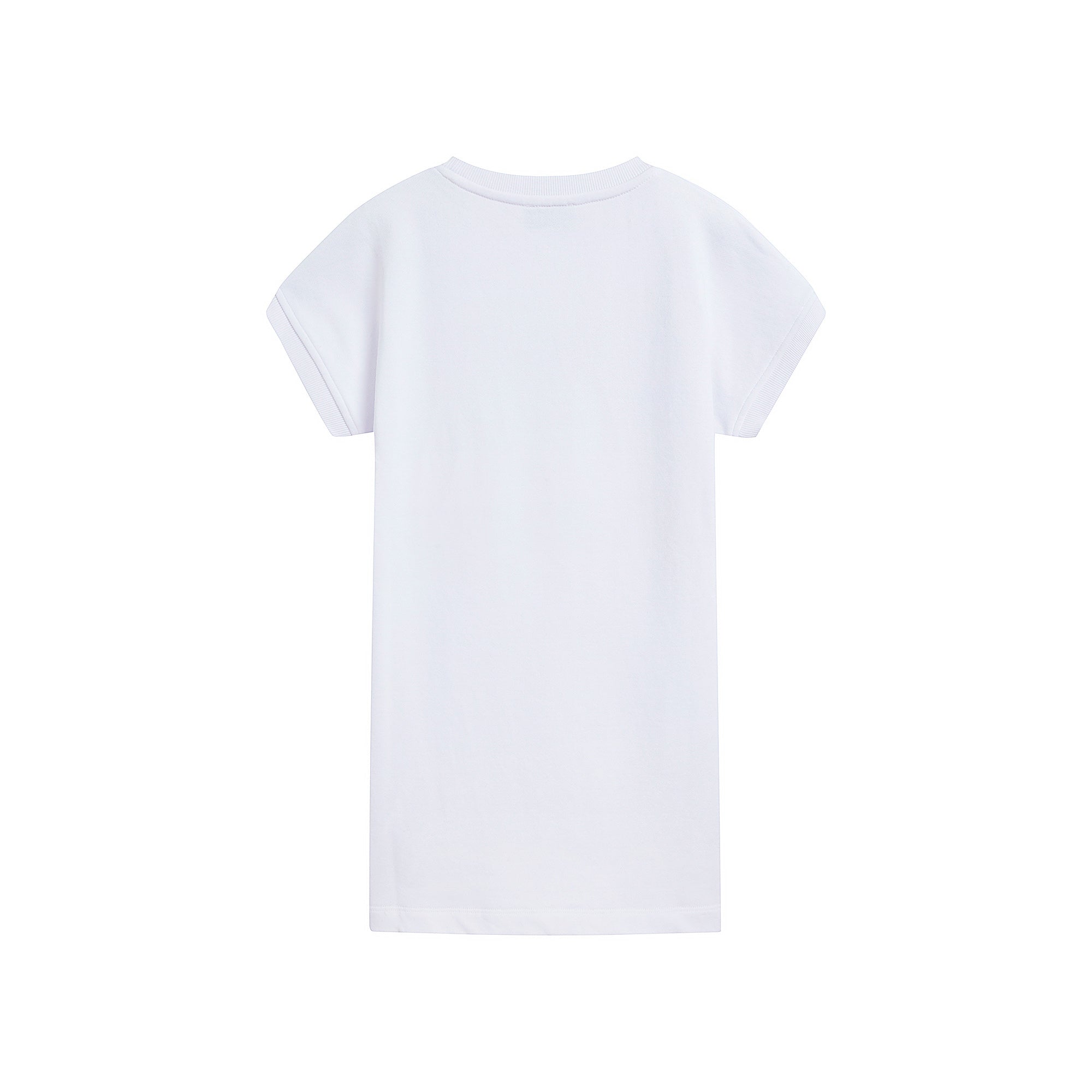 Girls White Circular Logo Cotton Dress