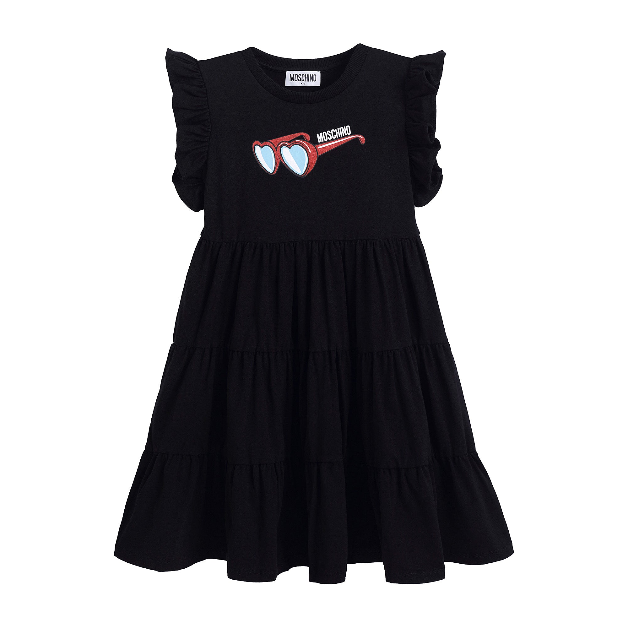 Girls Black Printed Cotton Dress