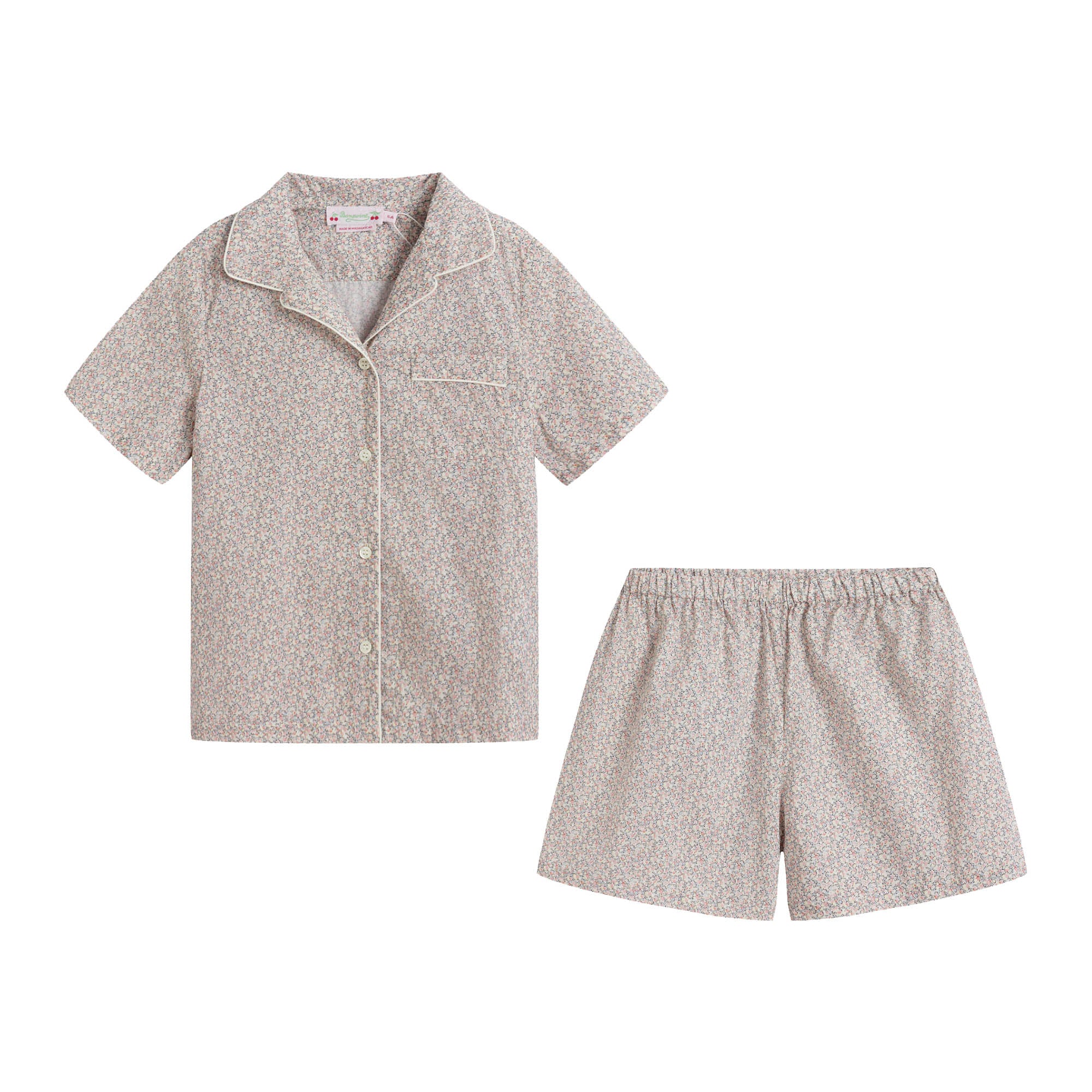 Girls Light Pink Floral Cotton Nightwear Set