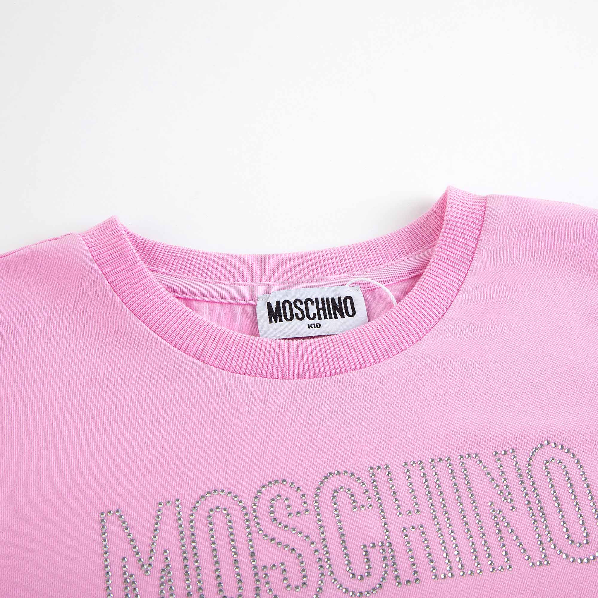 Girls Pink Logo Cotton T-Shirt