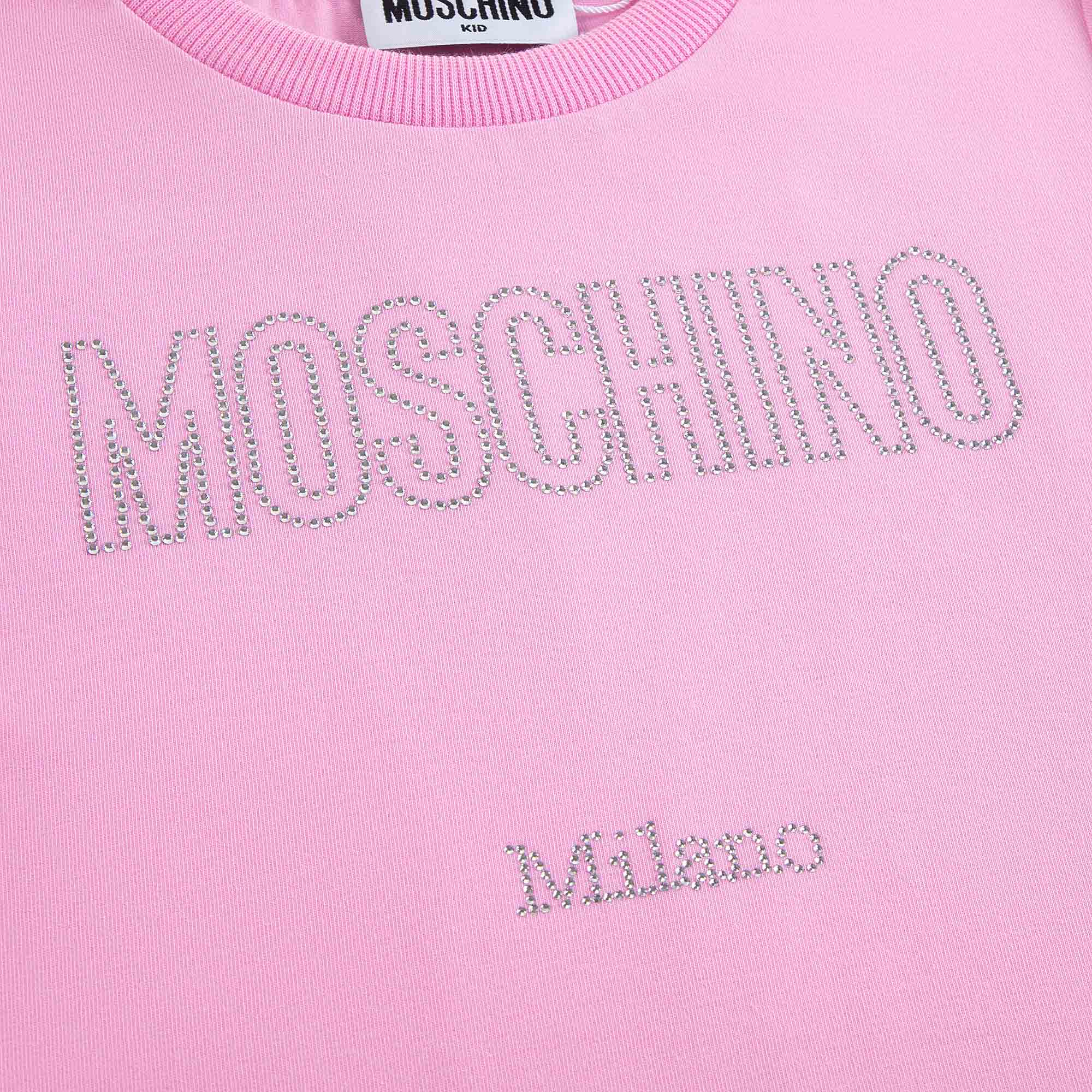 Girls Pink Logo Cotton T-Shirt