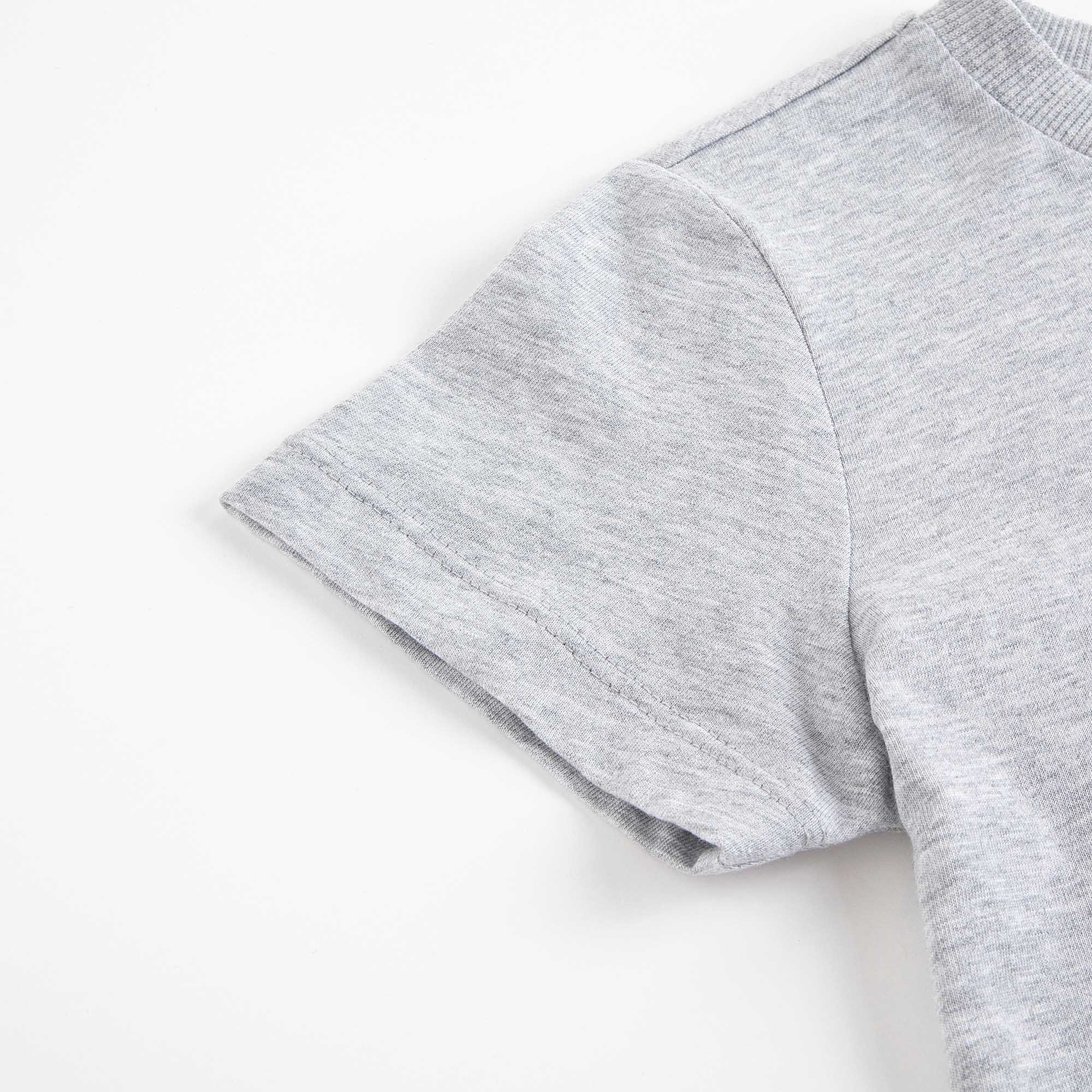 Boys & Girls Grey Embroidered Bear Cotton T-Shirt