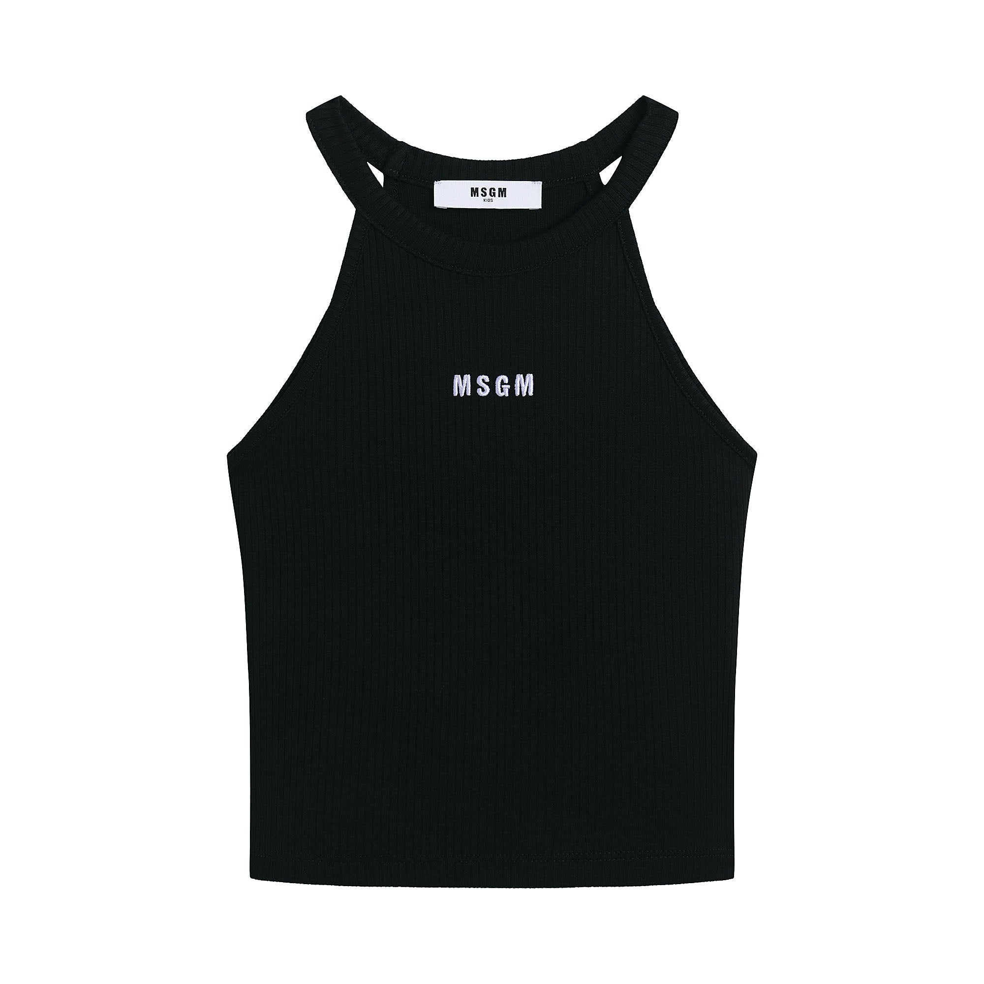 Girls Black Logo Strap Vest