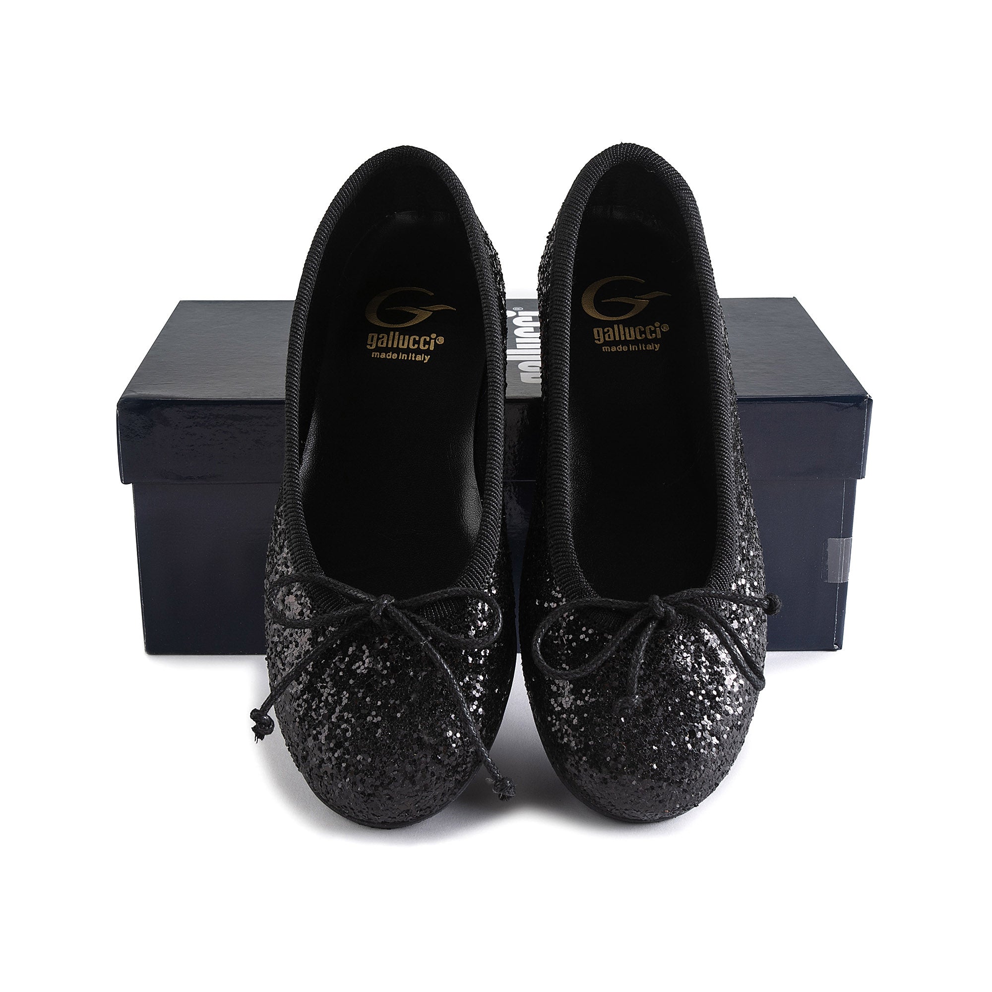 Girls Black Glitter Flat Shoes