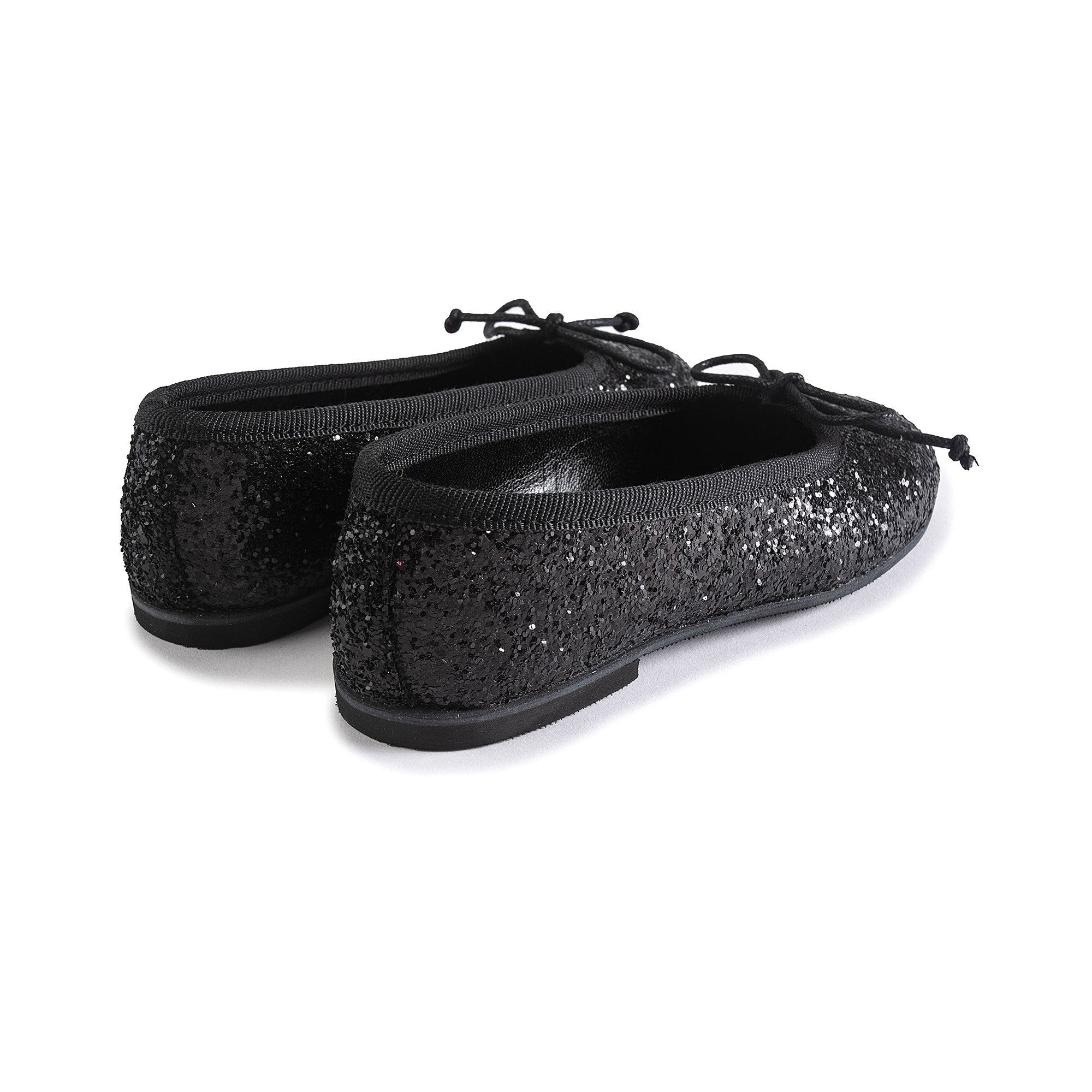 Girls Black Glitter Flat Shoes