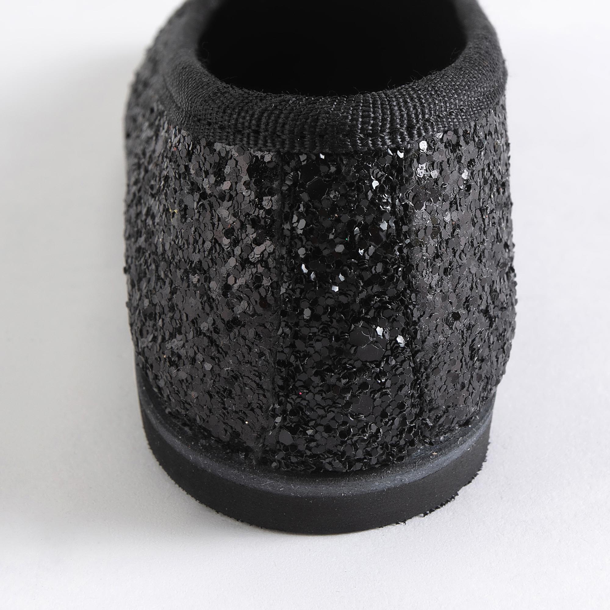 Girls Black Glitter Flat Shoes