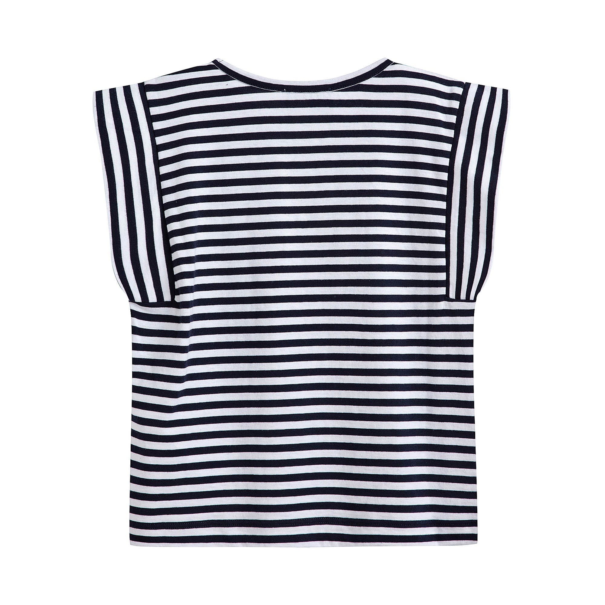 Girls Navy Stripes Cotton T-Shirt