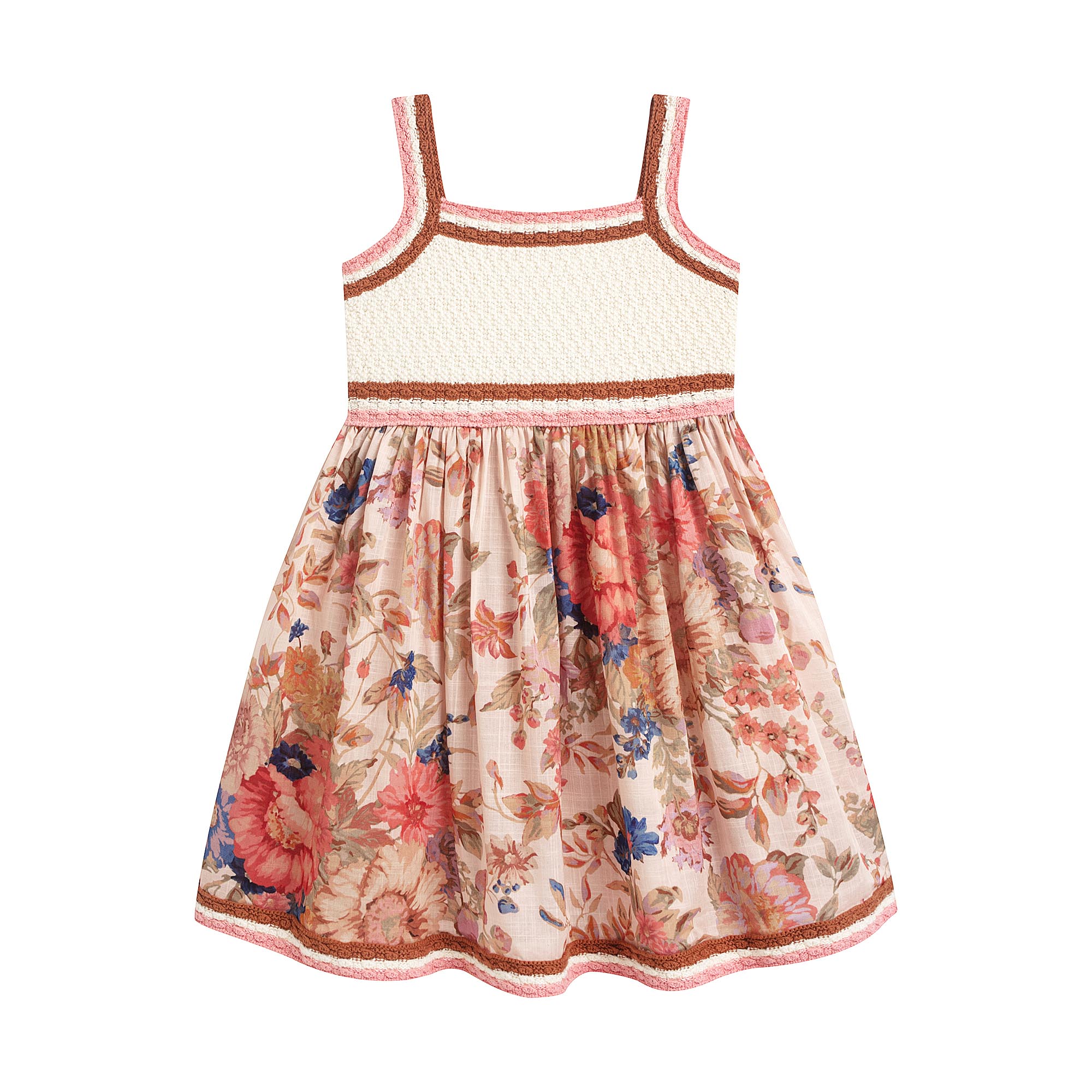 Girls Multicolor Flowers Cotton Dress
