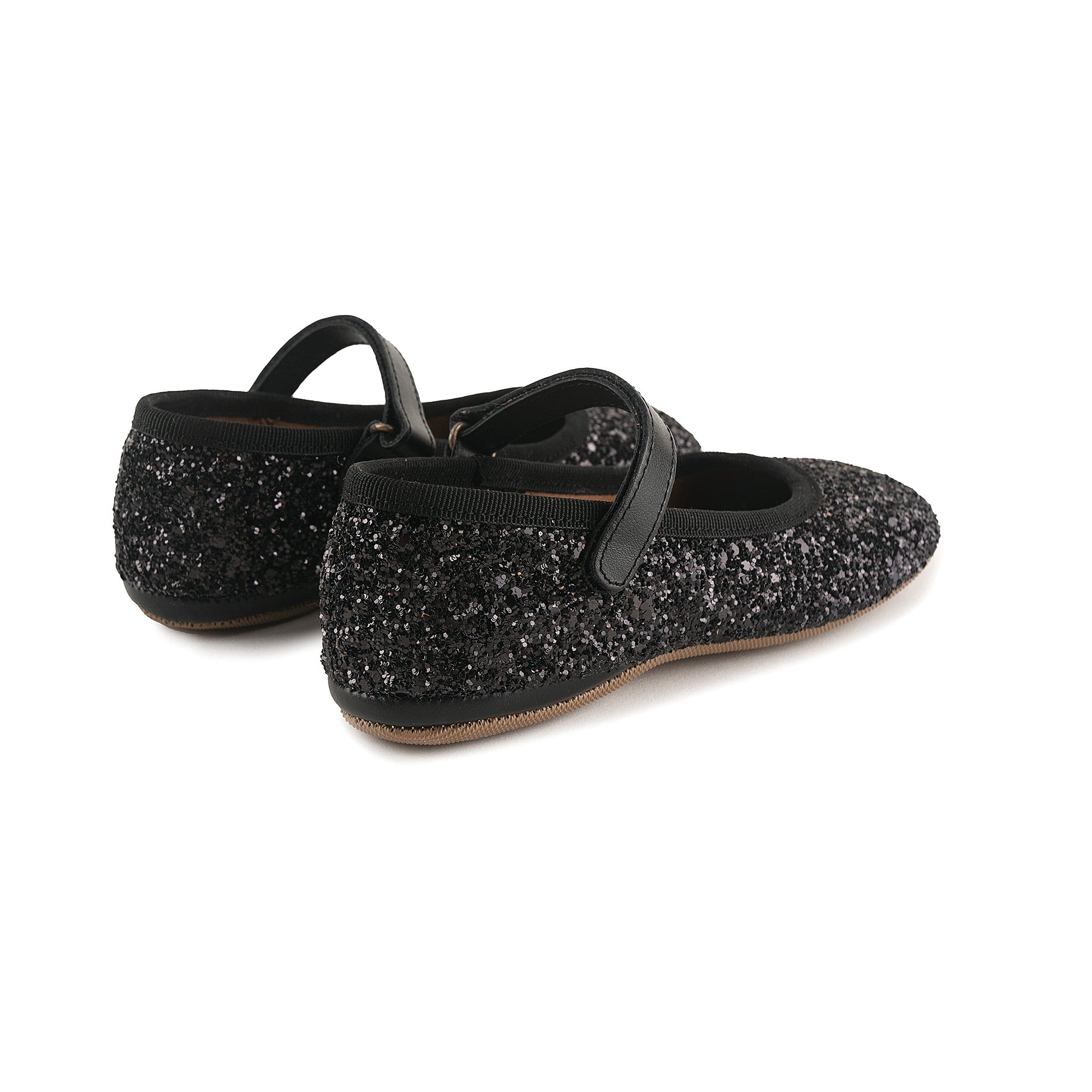 Girls Black Glitter Ballet Shoes