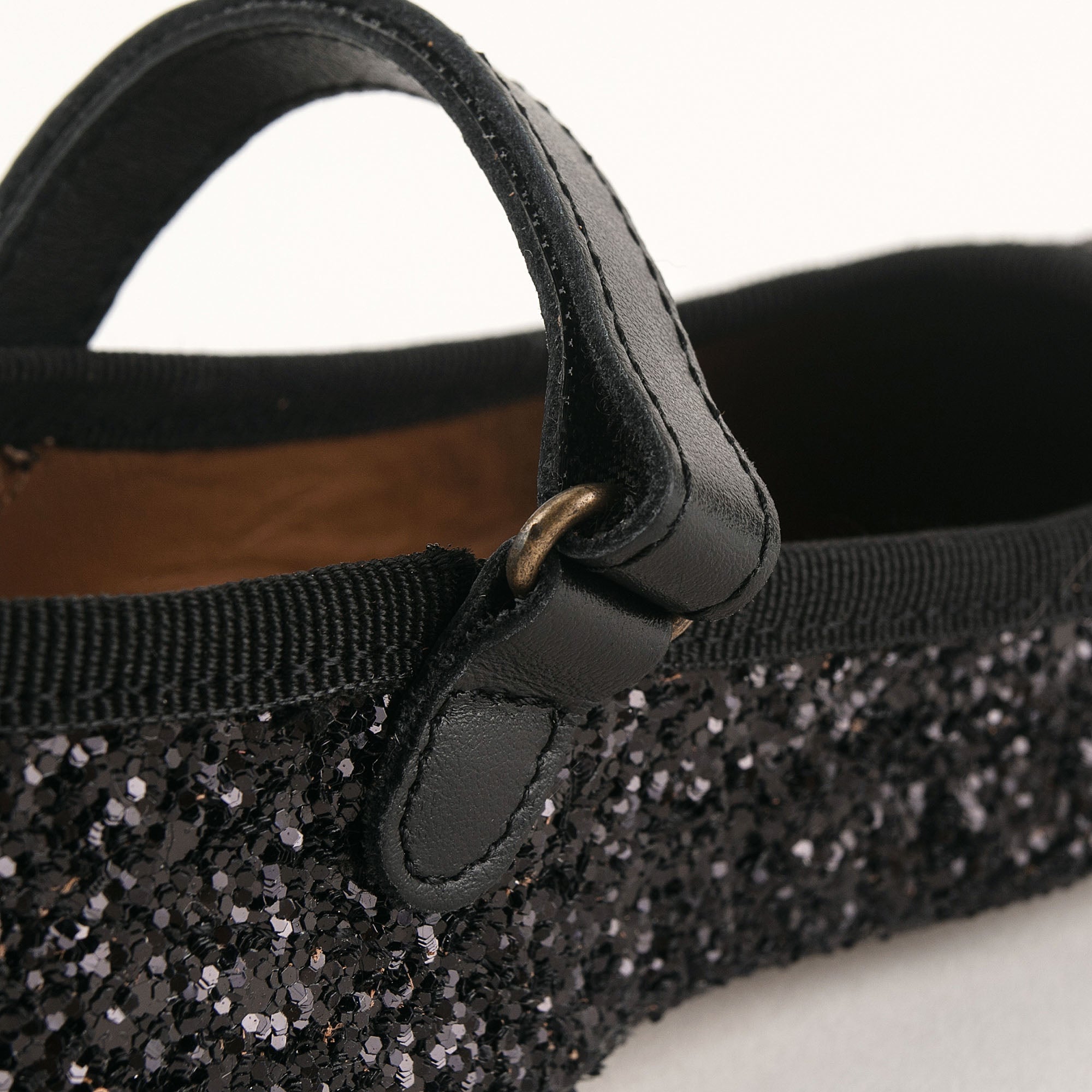 Girls Black Glitter Ballet Shoes