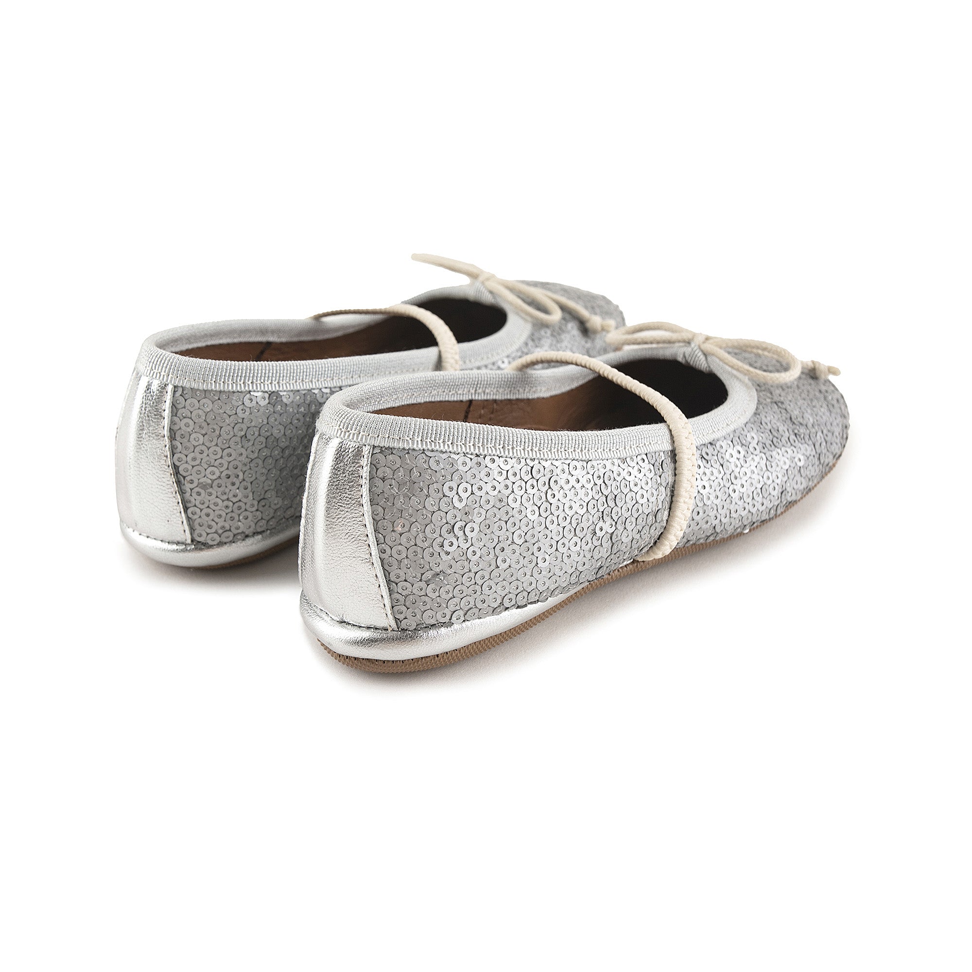 Girls Silver Sequin Ballet Shoes