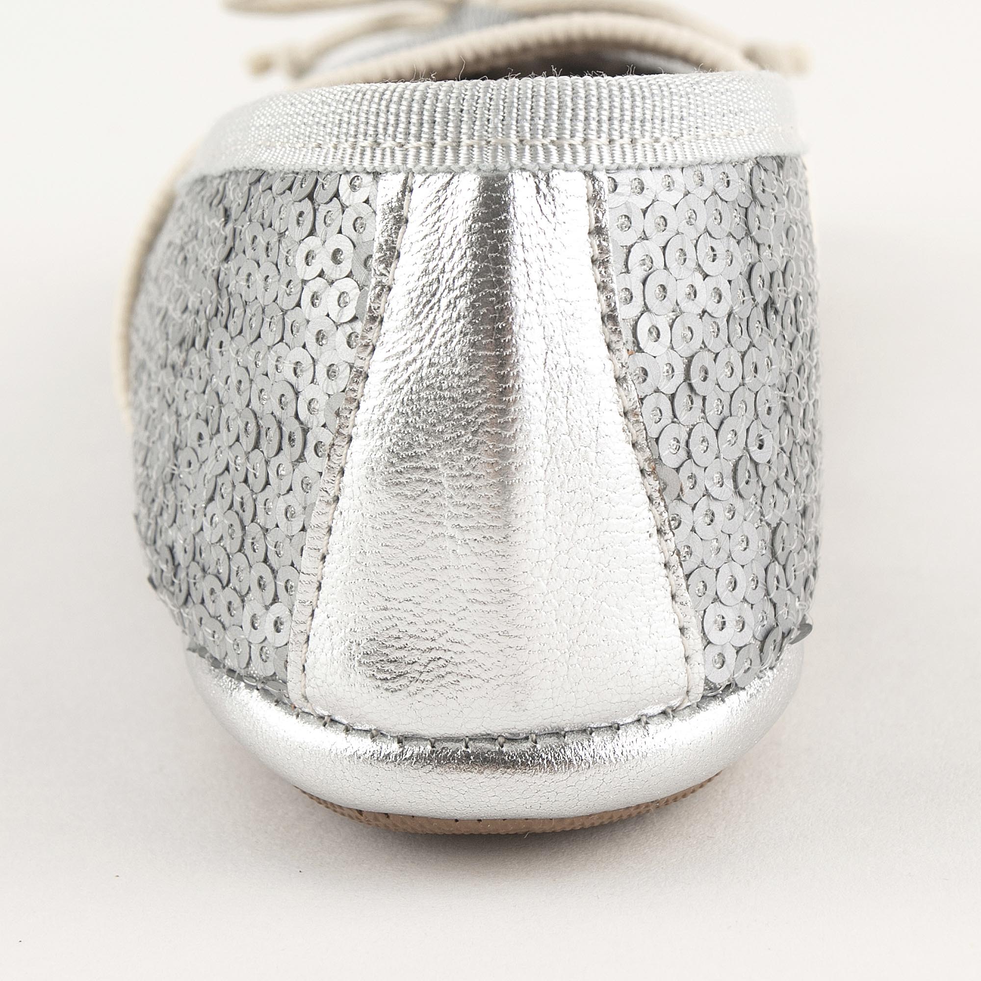 Girls Silver Sequin Ballet Shoes