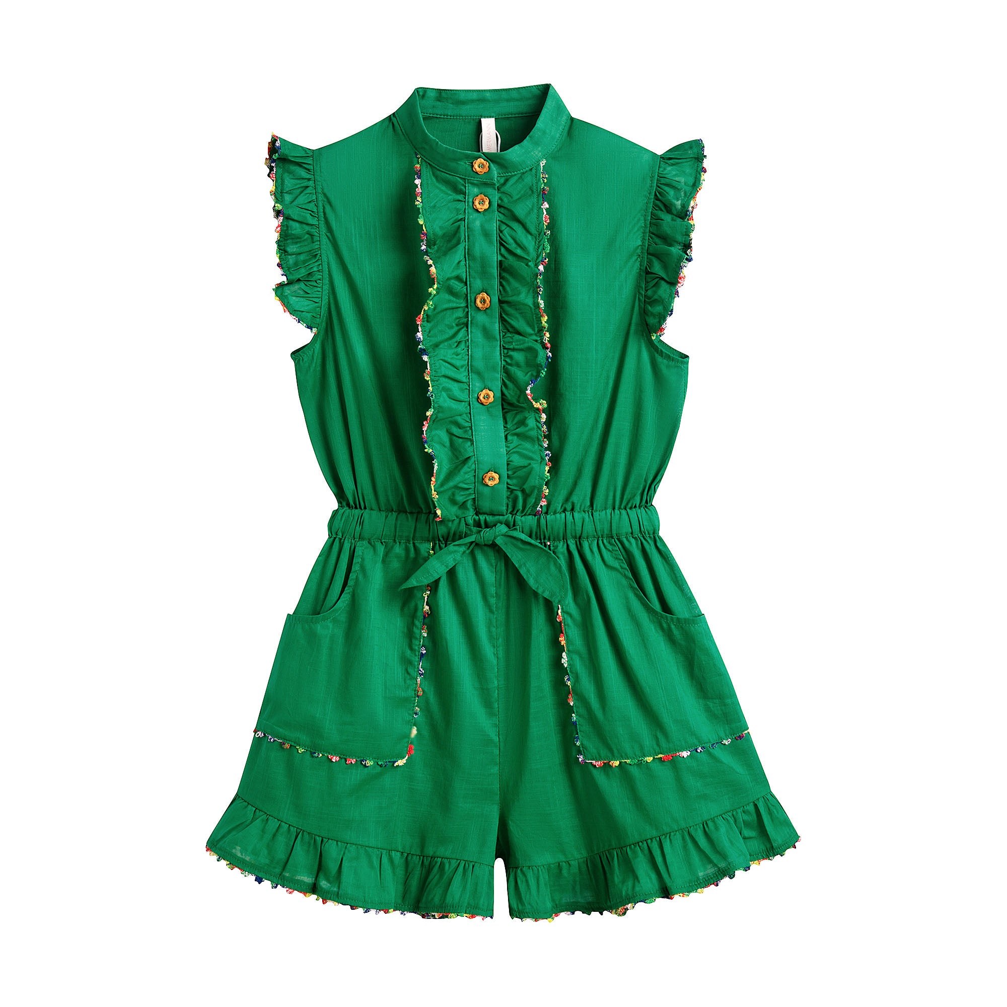 Girls Green Cotton Playsuit