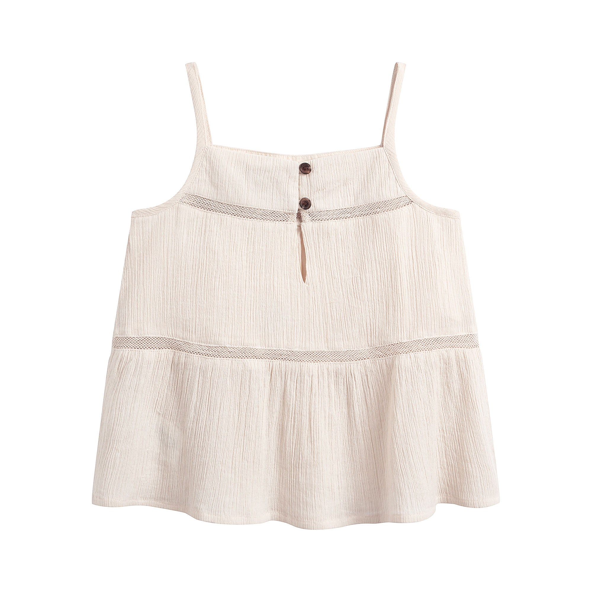 Girls White Cotton Strap Top