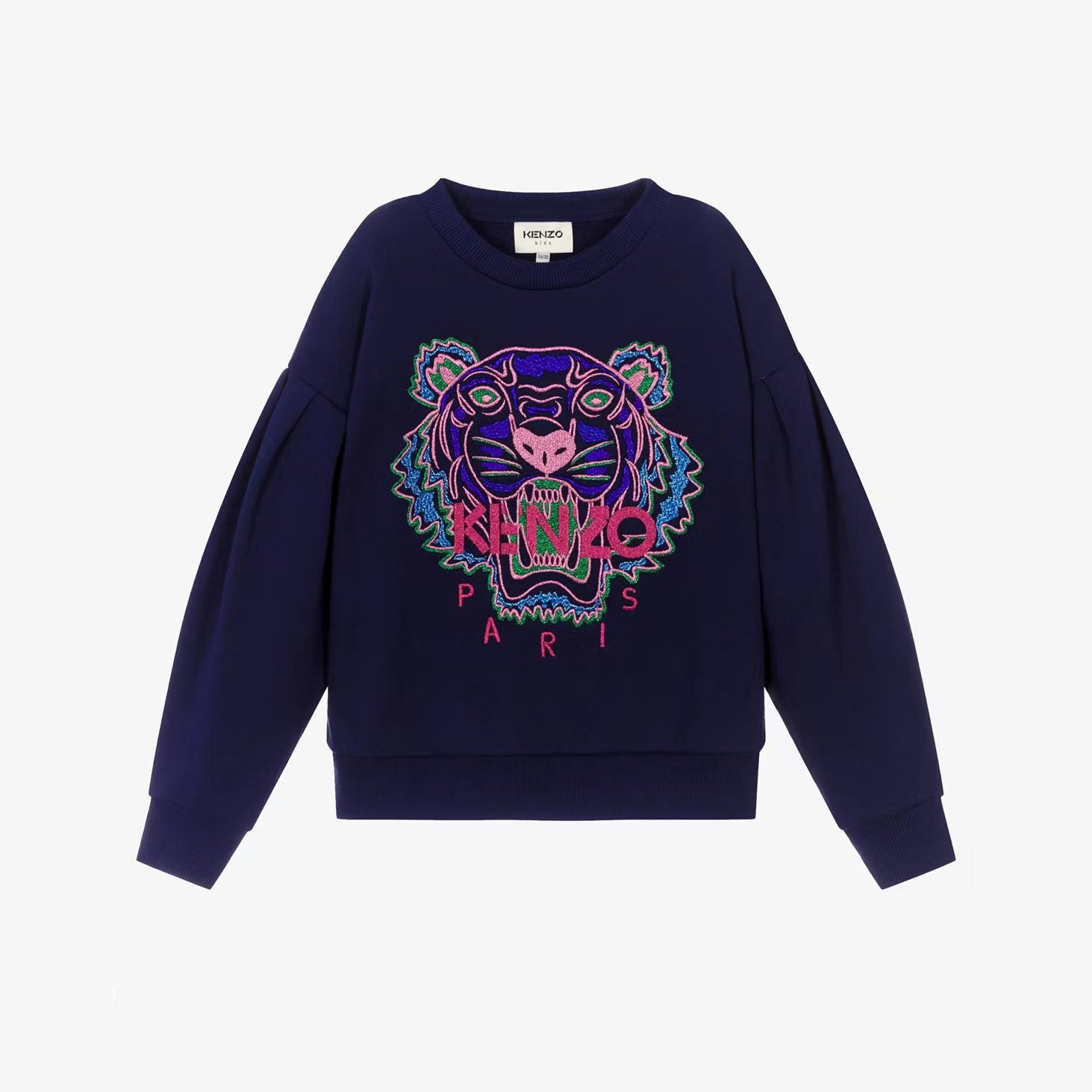 Girls Navy Tiger Cotton Sweatshirt