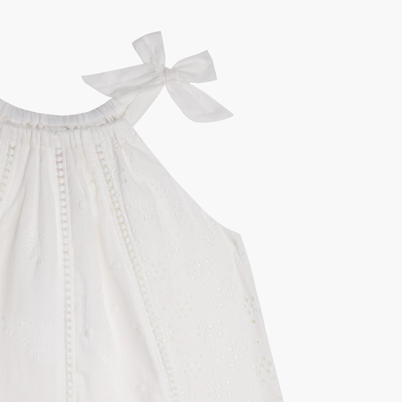 Girls White Embroidered Cotton Dress