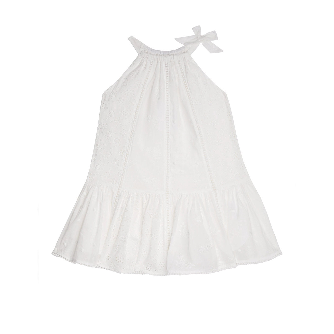 Girls White Embroidered Cotton Dress