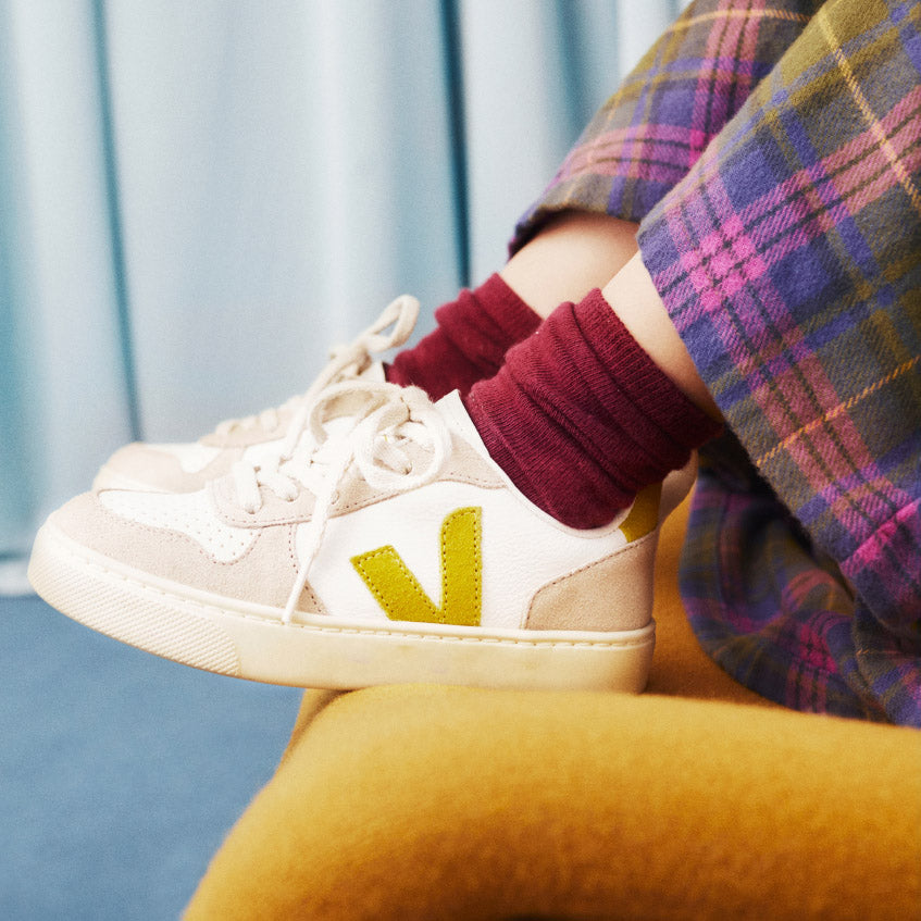 Boys & Girls White "V-10" Shoes