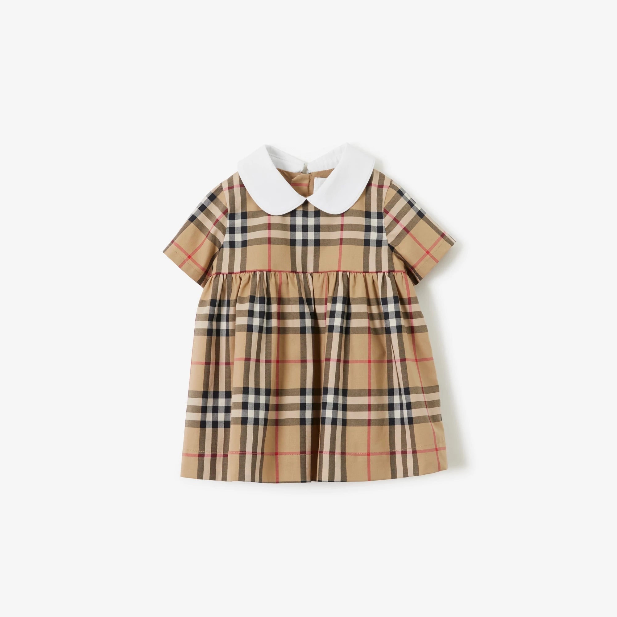 Baby Girls Beige Check Cotton Dress