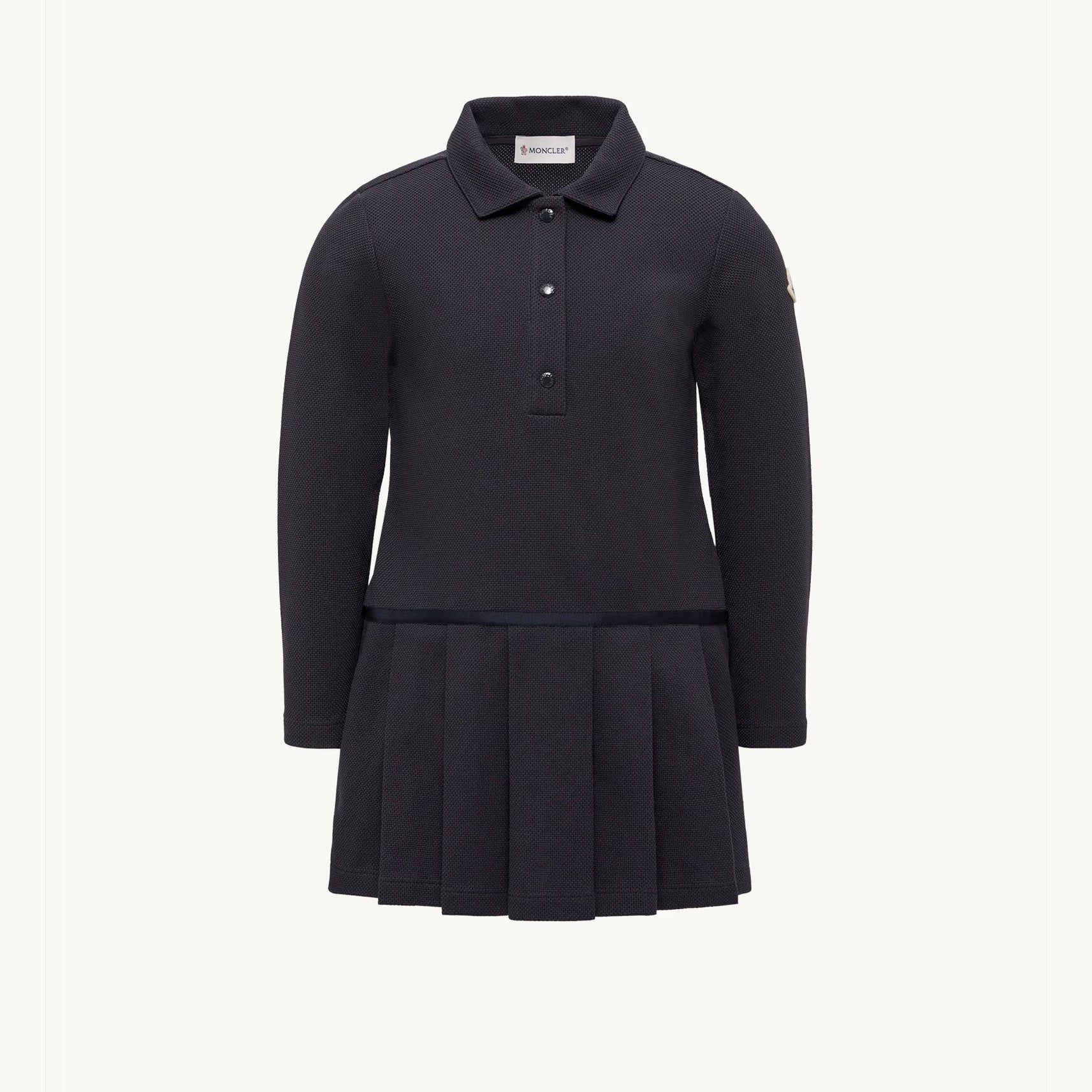 Girls Navy Pleated Cotton Polo Dress