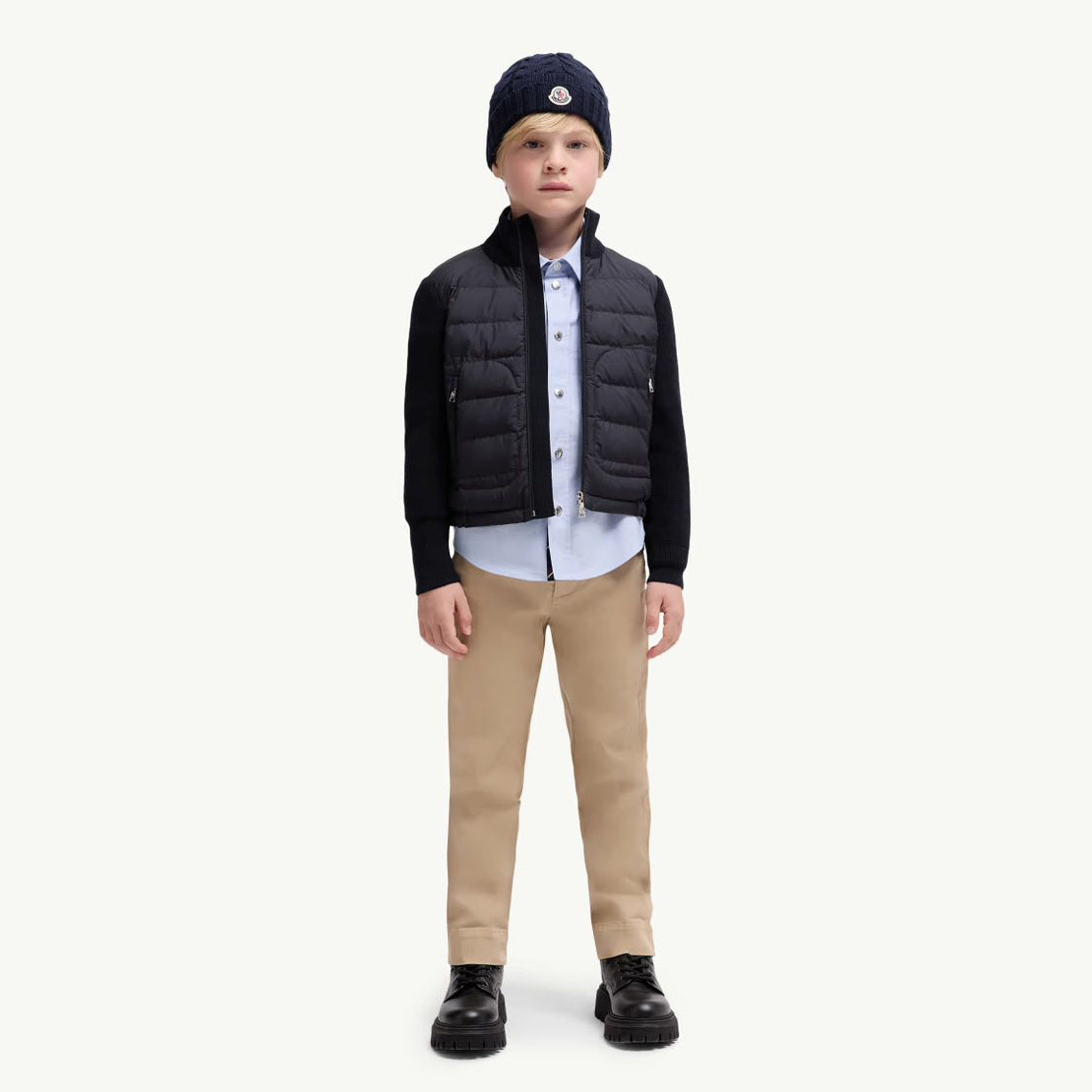 Boys Navy Padded Down Zip-Up Top