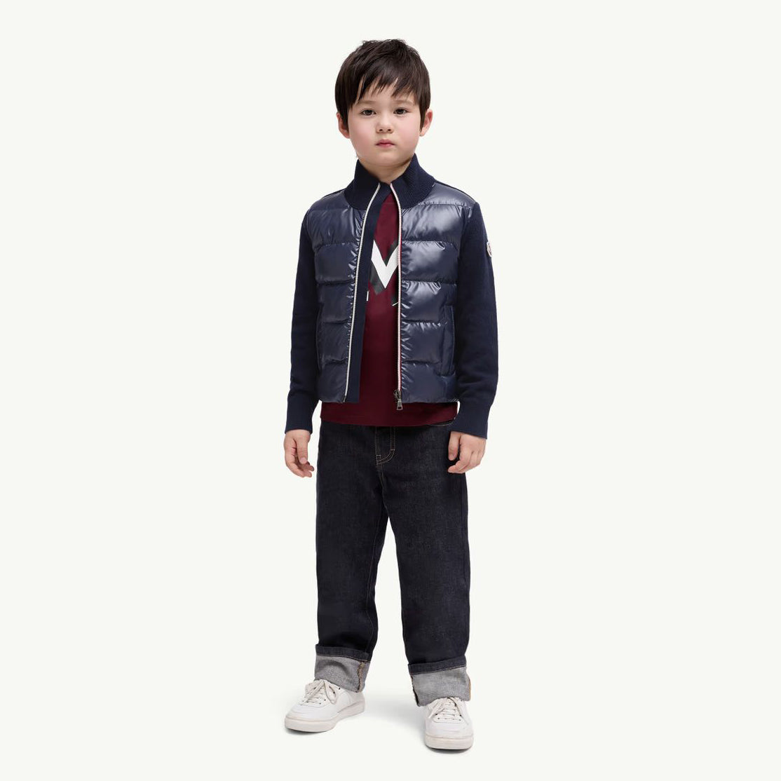Boys Dark Blue Padded Down Zip-Up Top