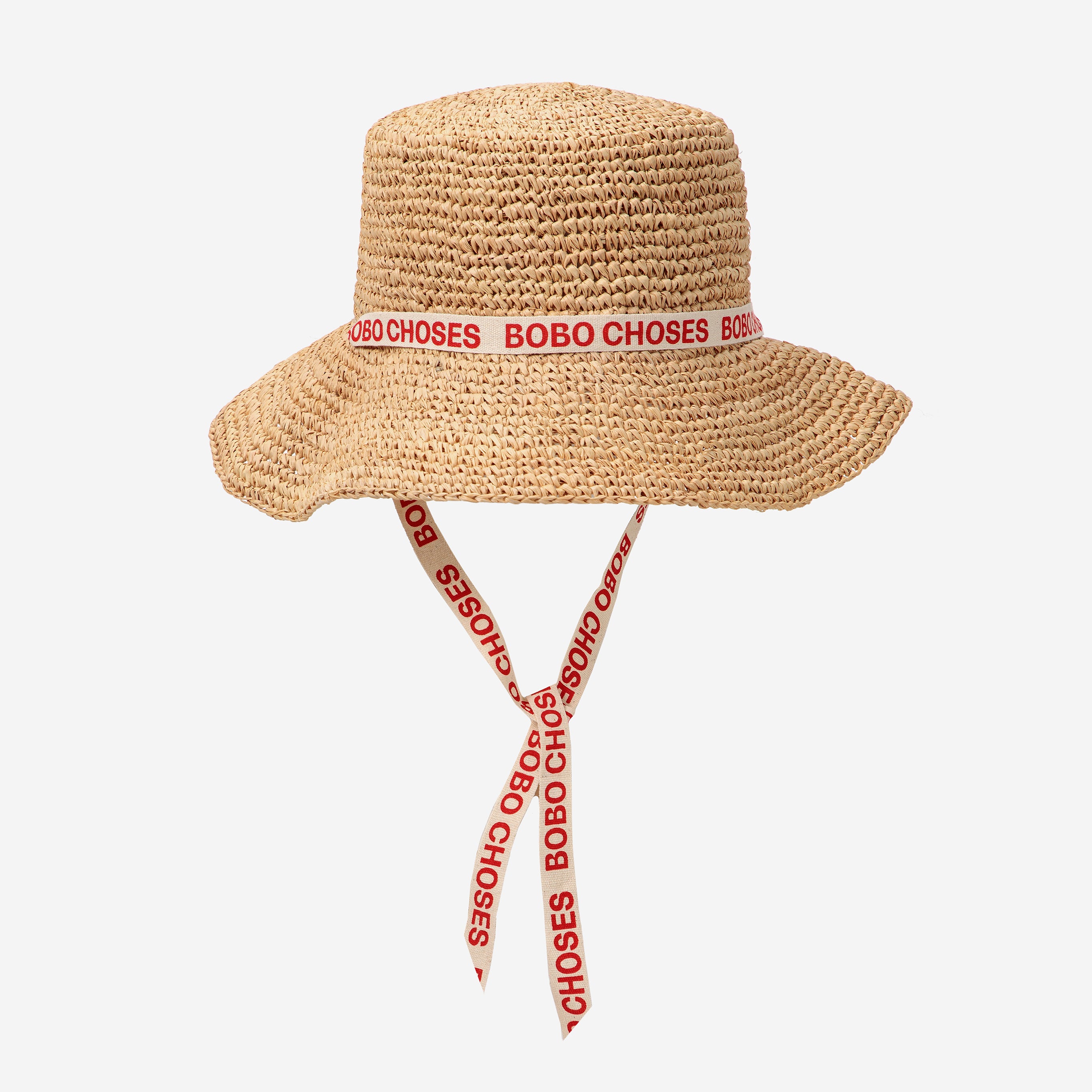 Girls Beige Woven Straw Sun Hat