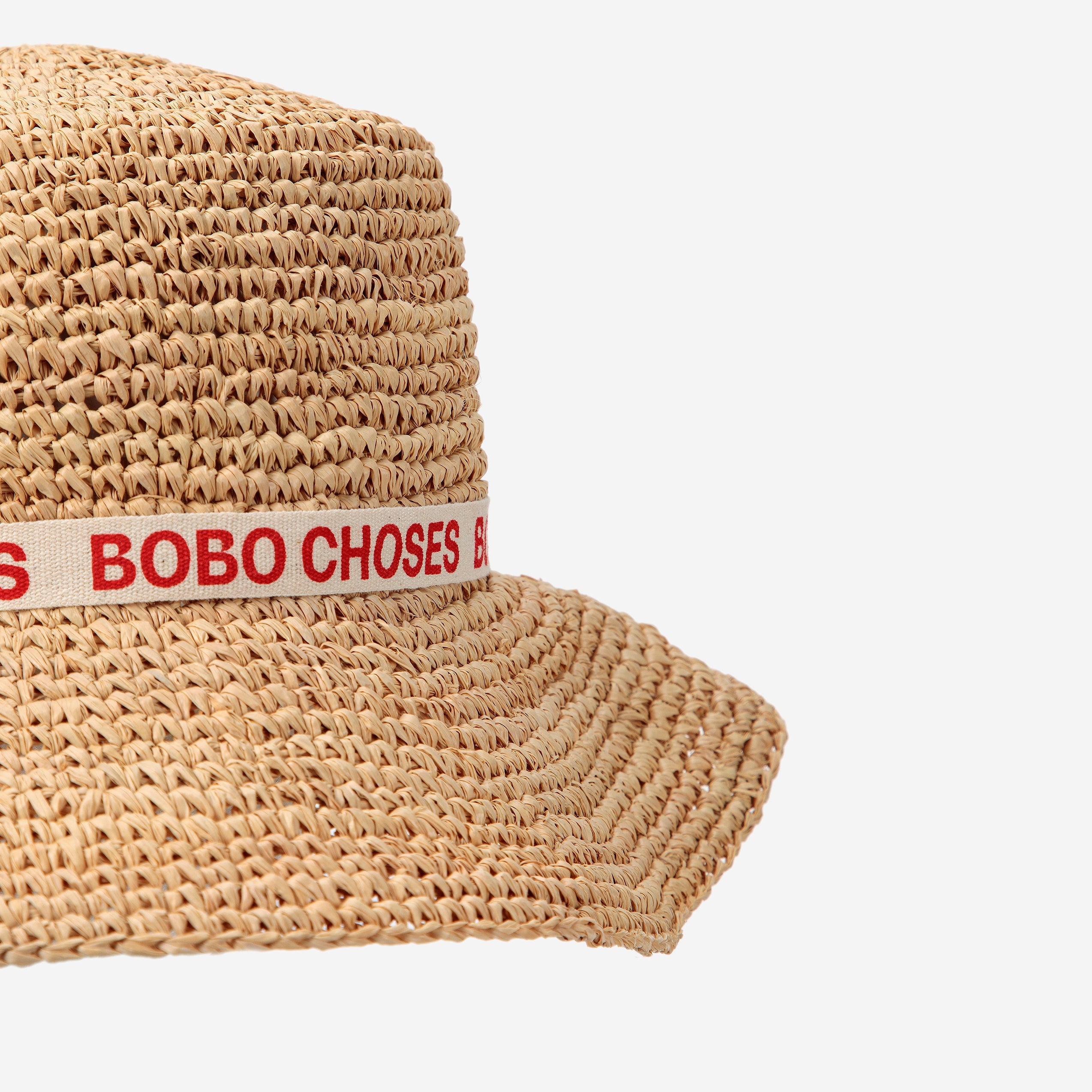 Girls Beige Woven Straw Sun Hat