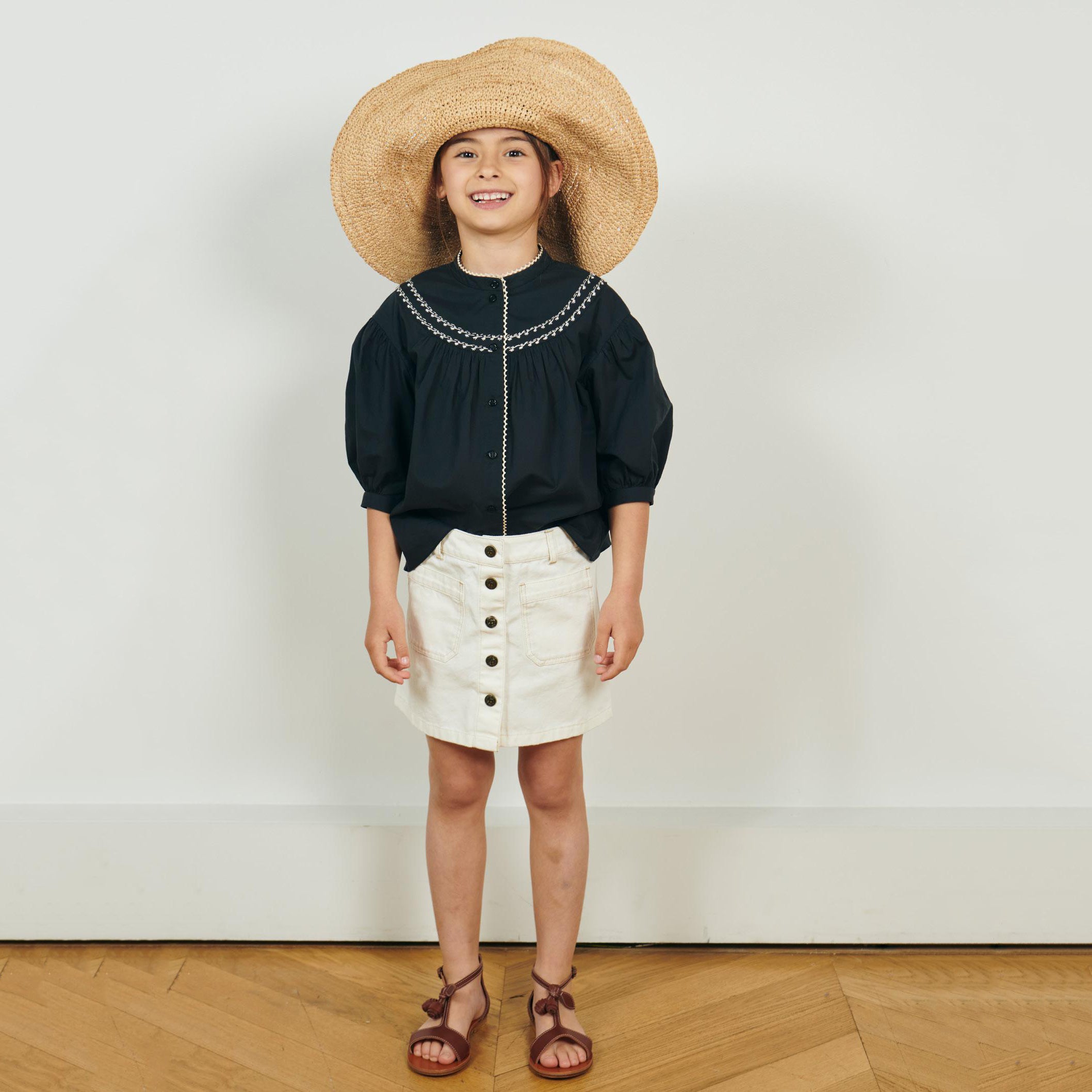 Girls White Cotton Skirt