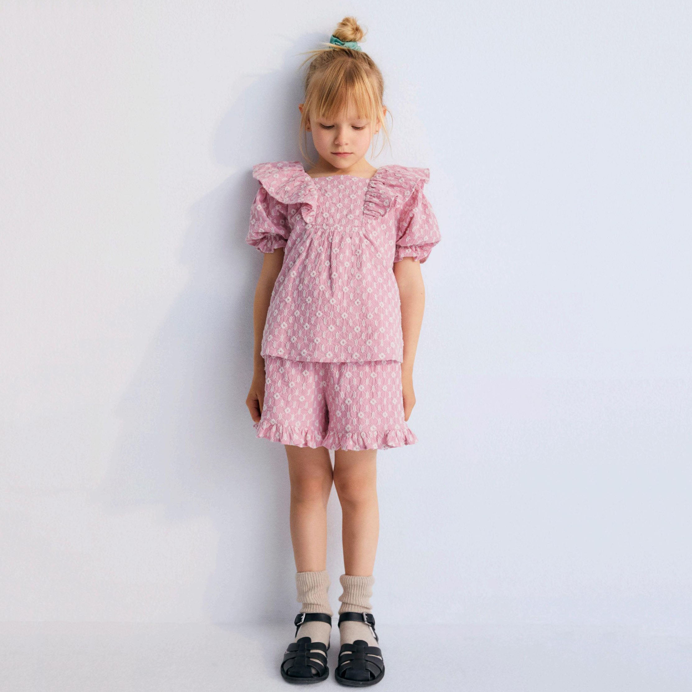 Girls Pink Floral Cotton Top