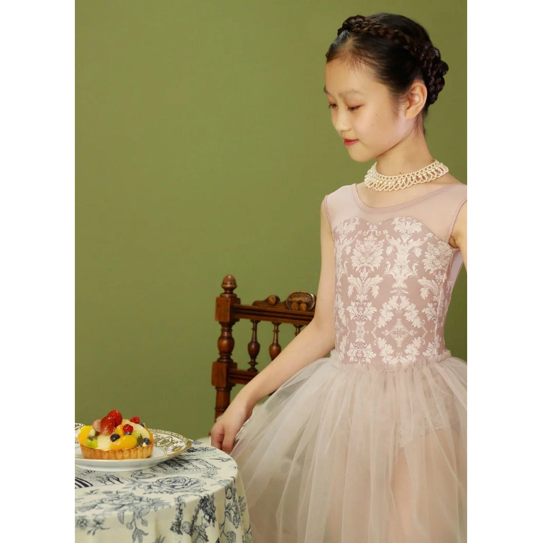 Girls Dark Pink"Victorian cats Milk tea"Ballet Onesies(178561418HL/Plie/Moss pink)