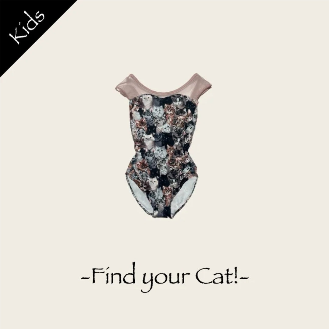 Girls Dark Pink "Find your Cat" Ballet Onesies